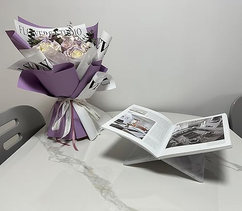 Miniatura 7 de Soporte acrílico para libros, soporte abierto para lectura, Biblia, libros de cocina, revistas, libros de texto, soporte de recetas (patrón de