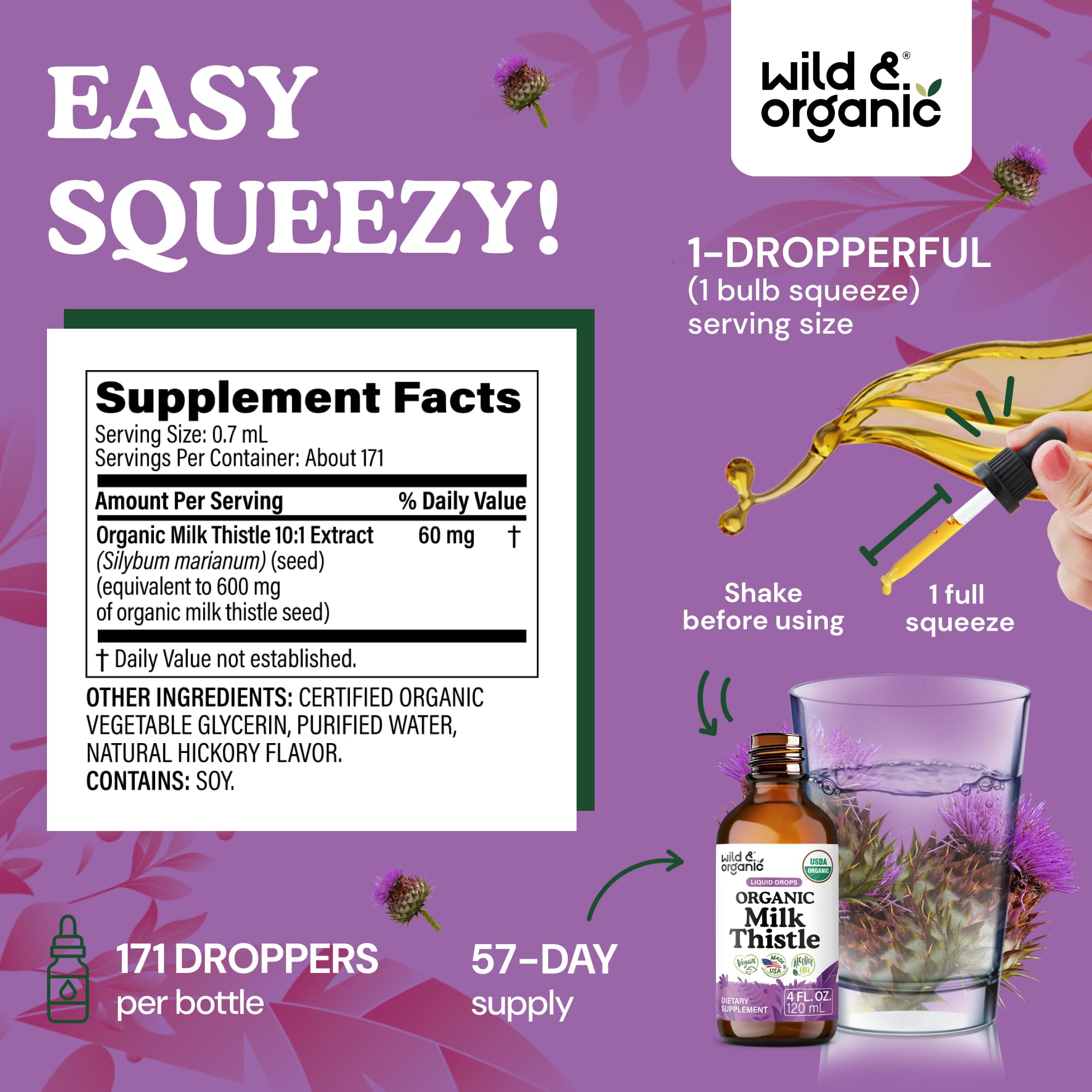 USDA Organic Milk Thistle Liquid Drops - Liver Cleanse Support - 4 oz — Amazon image 3