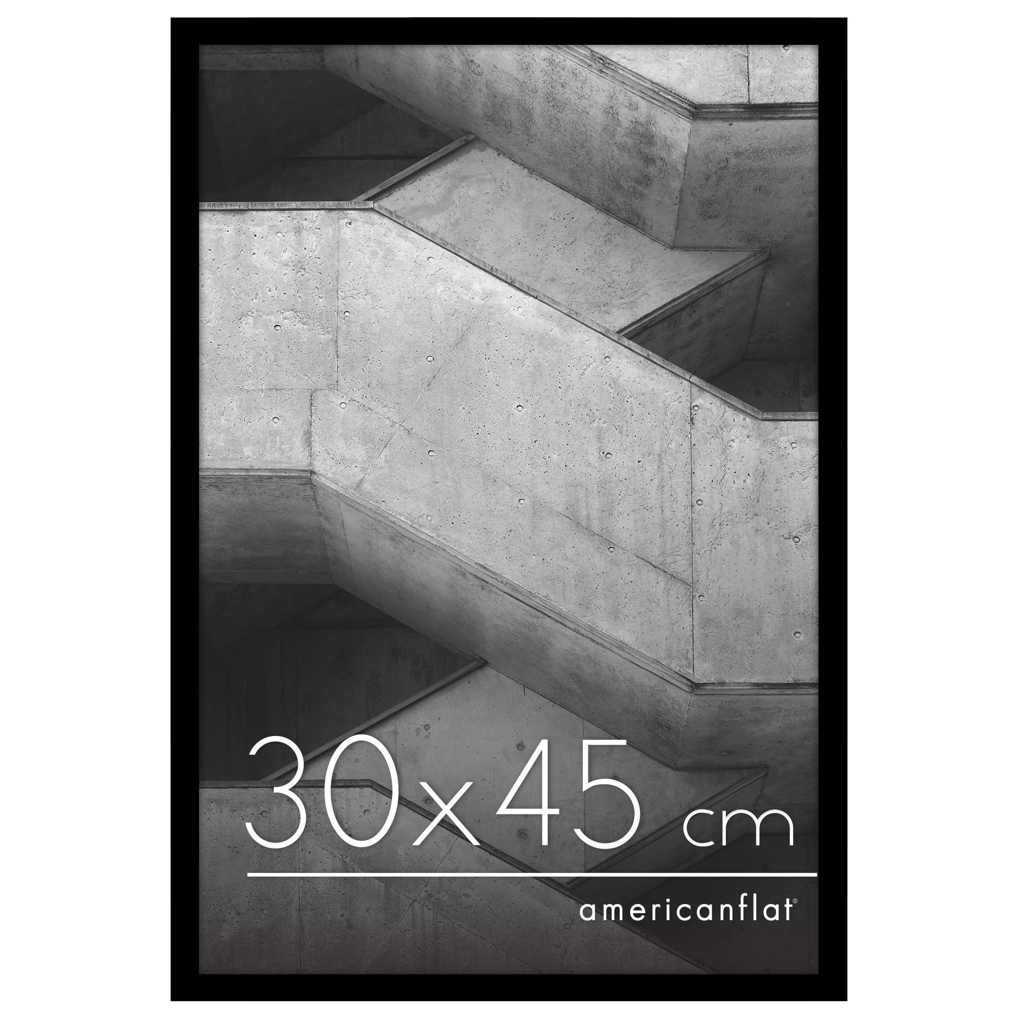 Americanflat 30x45 cm Picture Frame with Polished Plexi Cover - Streamline Collection - Thin Border Picture Frame for Wall Display - Hanging Hardware Included - Black
