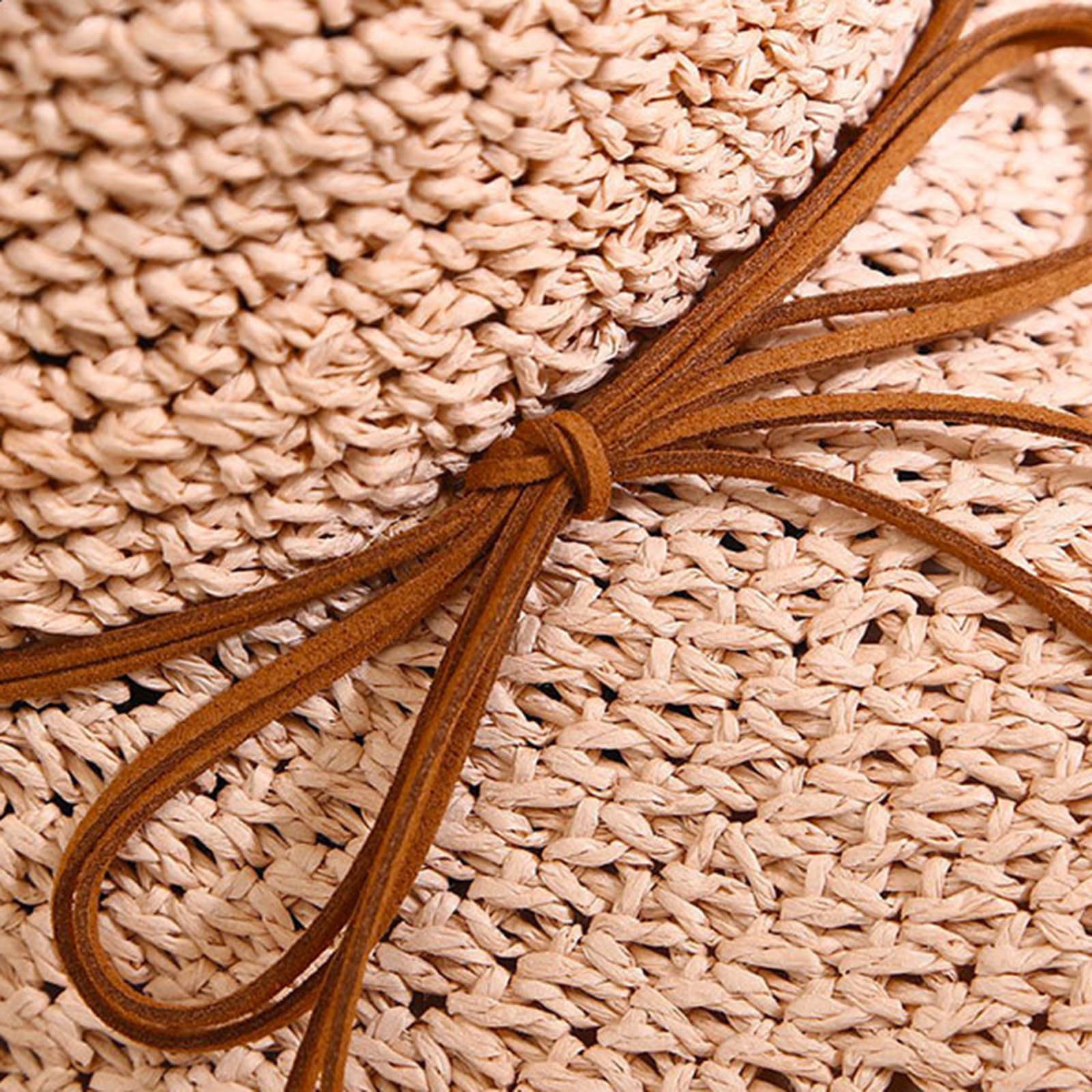 Cappello da spiaggia in paglia da donna a tesa larga cappello da sole in paglia pieghevole estivo da pescatore cappello pieghevole pieghevole arrotolabile protezione solare