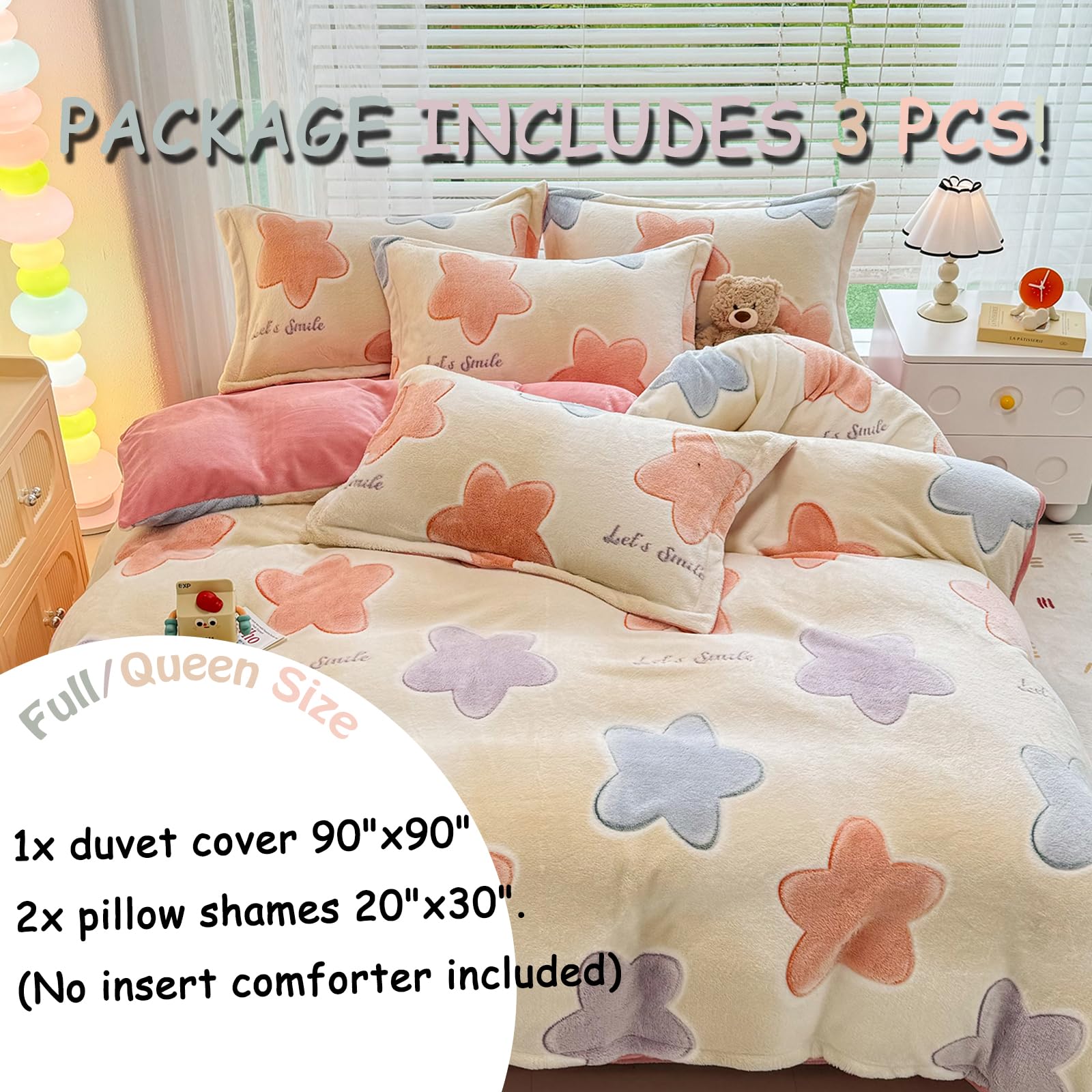 MorroMorn Twin Bedding Sets, Pink Duvet Cover Set, Kawaii Cream Cake Fluffy Comforter Covers Blanket Ultra Soft for Girls Kids Toddler Teen Women Twin/Twin XL Size