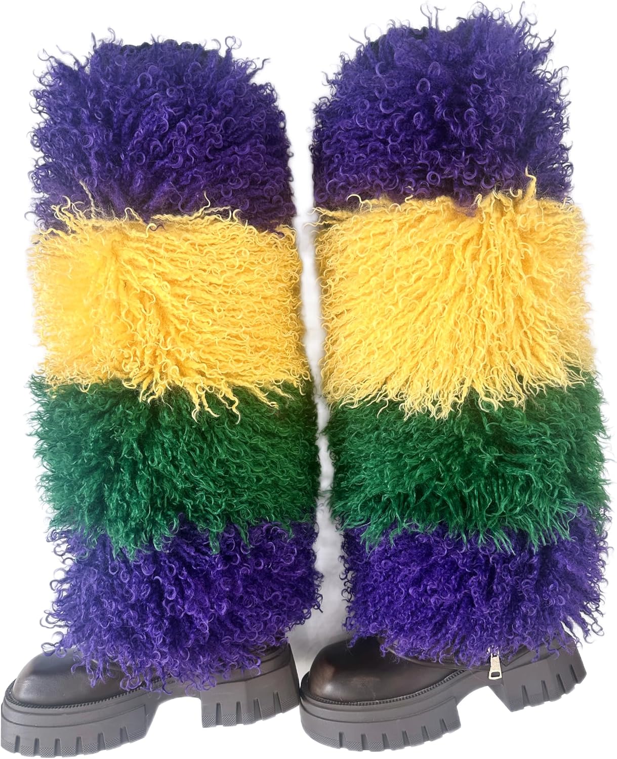 Large & Fluffy Shag Faux Mongolian Fur Leg Warmers Mambo FurBoots Cover