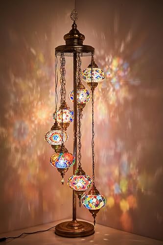 DEMMEX - 7 Large Globes Turkish Moroccan Mosaic Floor Lamp,
