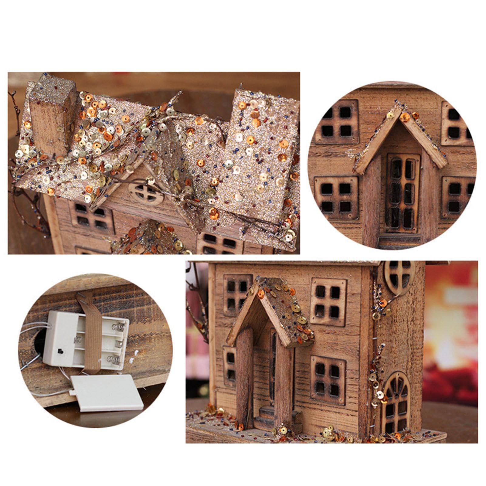 las casas de Navidad,Casa de madera iluminada de Navidad | Figura de