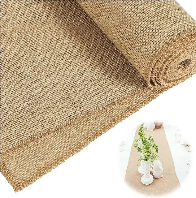 Chemin de Table en Toile de Jute Vintage Nature 30x300cm - Décoration Mariage Noël