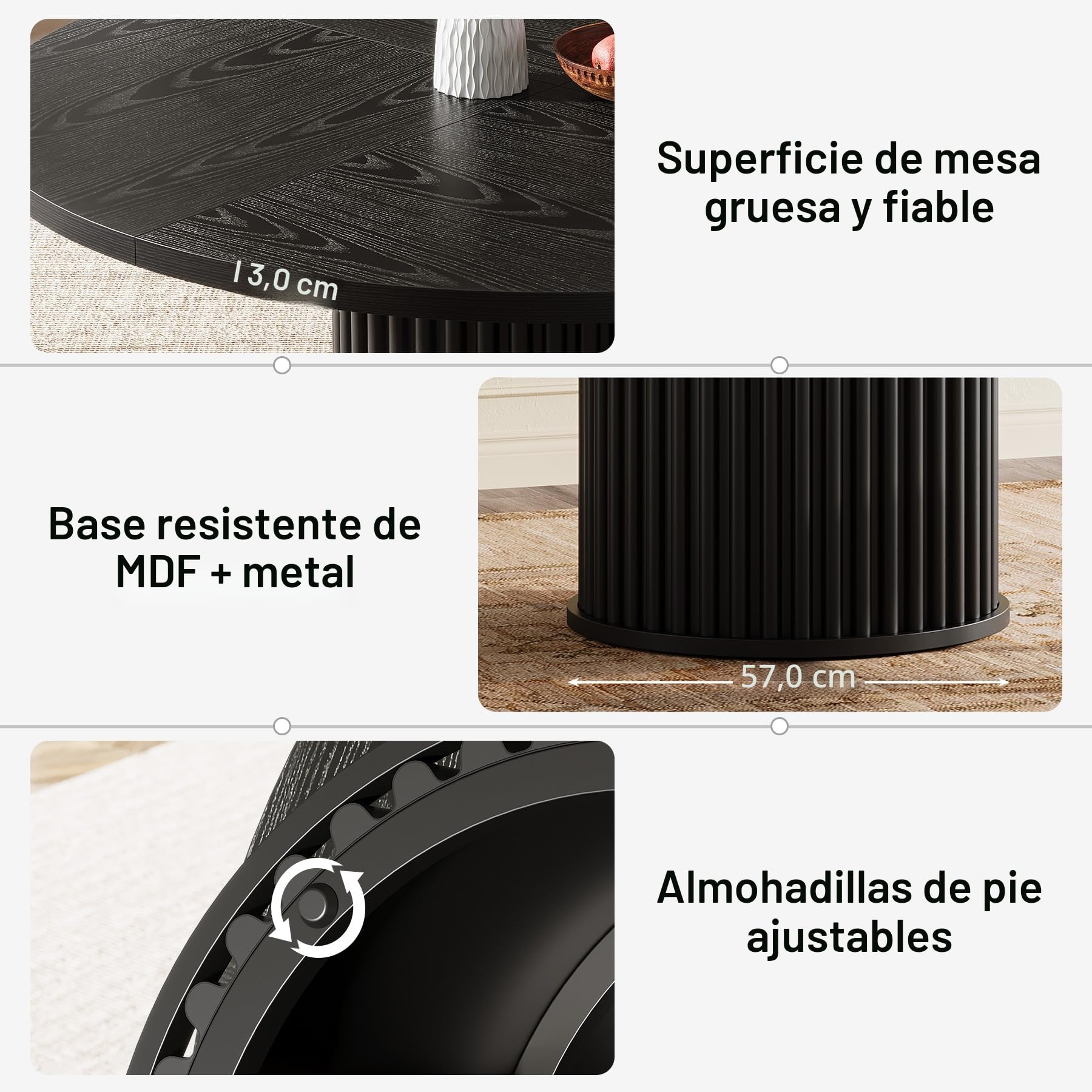 Tribesigns Mesa Redonda Comedor, Mesa Comedor Negra para 4-6 Personas, Mesa de Comedor Redonda de 120cm para Comedor y Sala de Estar
