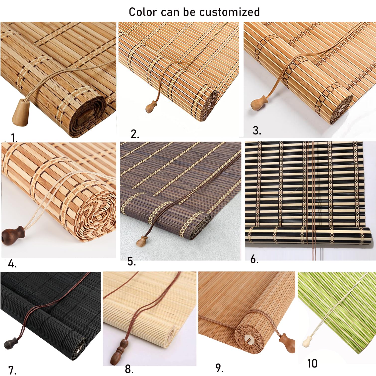 Retro Bamboe Rolgordijn Rolgordijnen,Bamboe Jaloezieën,Vouwgordijn,Houten Rolgordijn,Lichtfilterende Raamrolgordijn voor Binnen Buiten Patio, Aanpasbaar,Breedte x Hoogte (120cm x 110cm