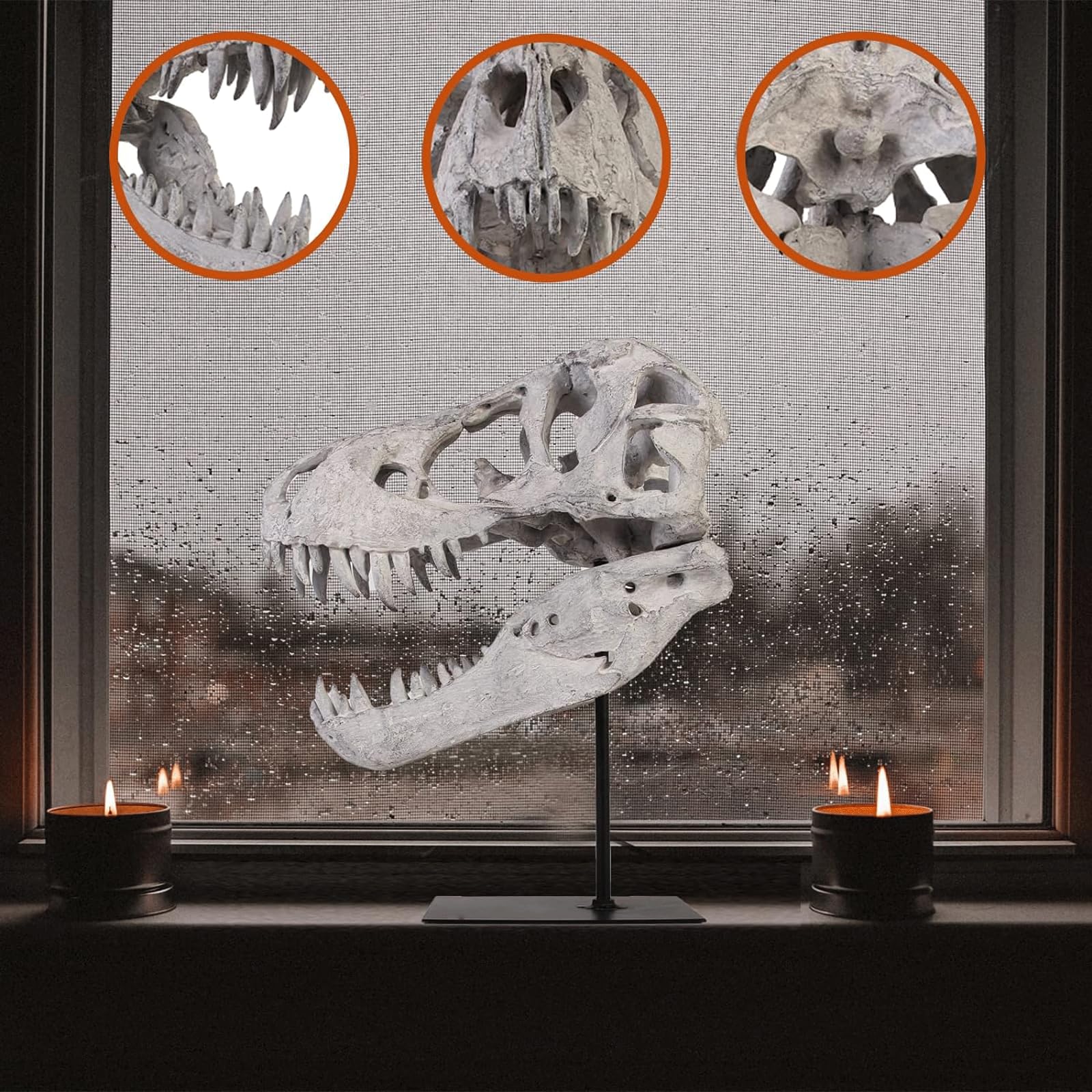Rzeźby unikalna rzeźba dinozaura z żywicy do dekoracji pokoju - styl vintage kreatywna figurka głowy dinozaura do domu, salonu dekoracja domu estetyczna