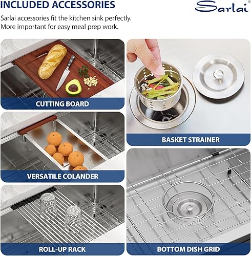 Miniatura 72 de Sarlai Fregadero de cocina de montaje inferior 21 x 19 pulgadas, repisa de fregadero de barra de montaje inferior, estación de trabajo, cuenco Acero