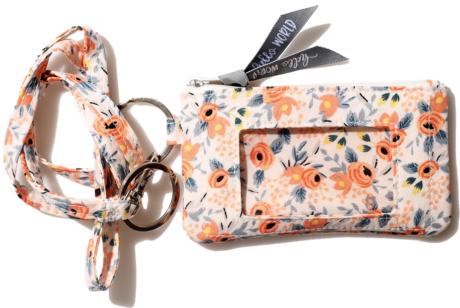 ID Case Wallet with Lanyard - Women's Fashion ID Holder Keychain (Rosy)