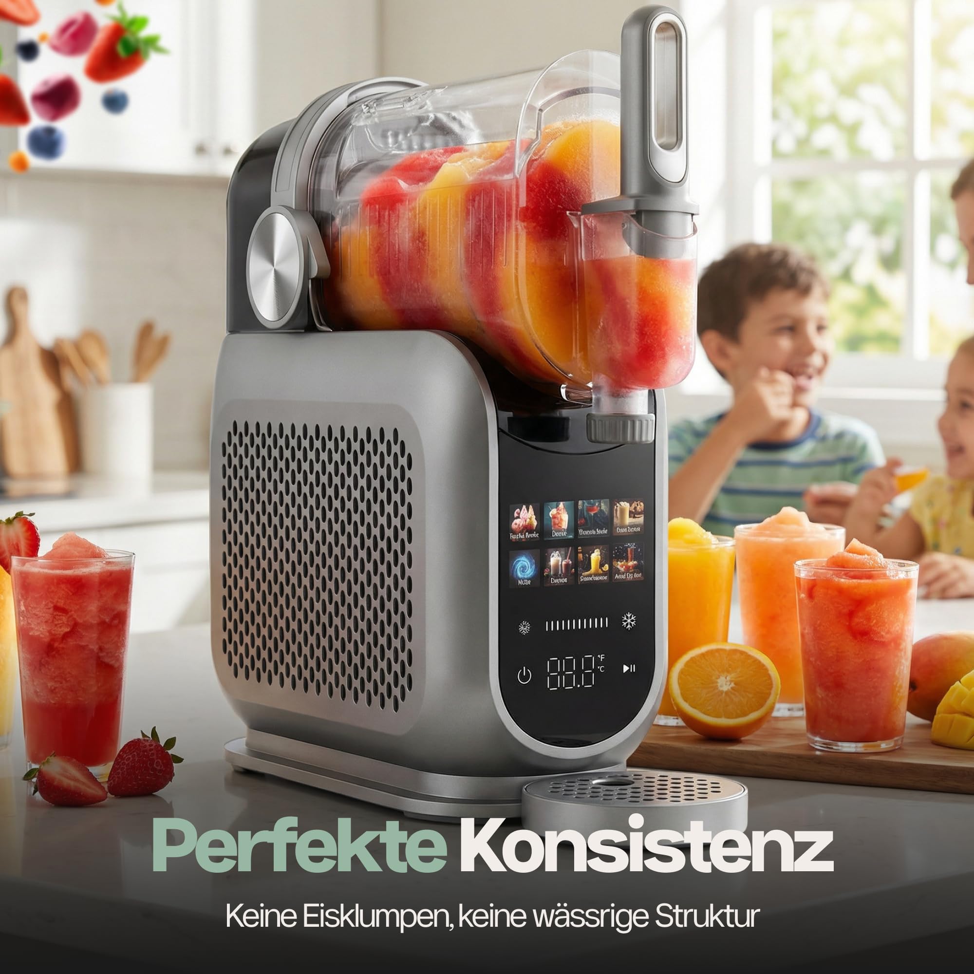 4Swiss Eismaschine Selbstkühlend Eis Maschine Speiseeisbereiter Speiseeismaschine mit Kompressor Icecream für Milchshake Slush Slushie Granita Ice Cream Joghurtmaschine Zuhause Eisbereiter - SM026