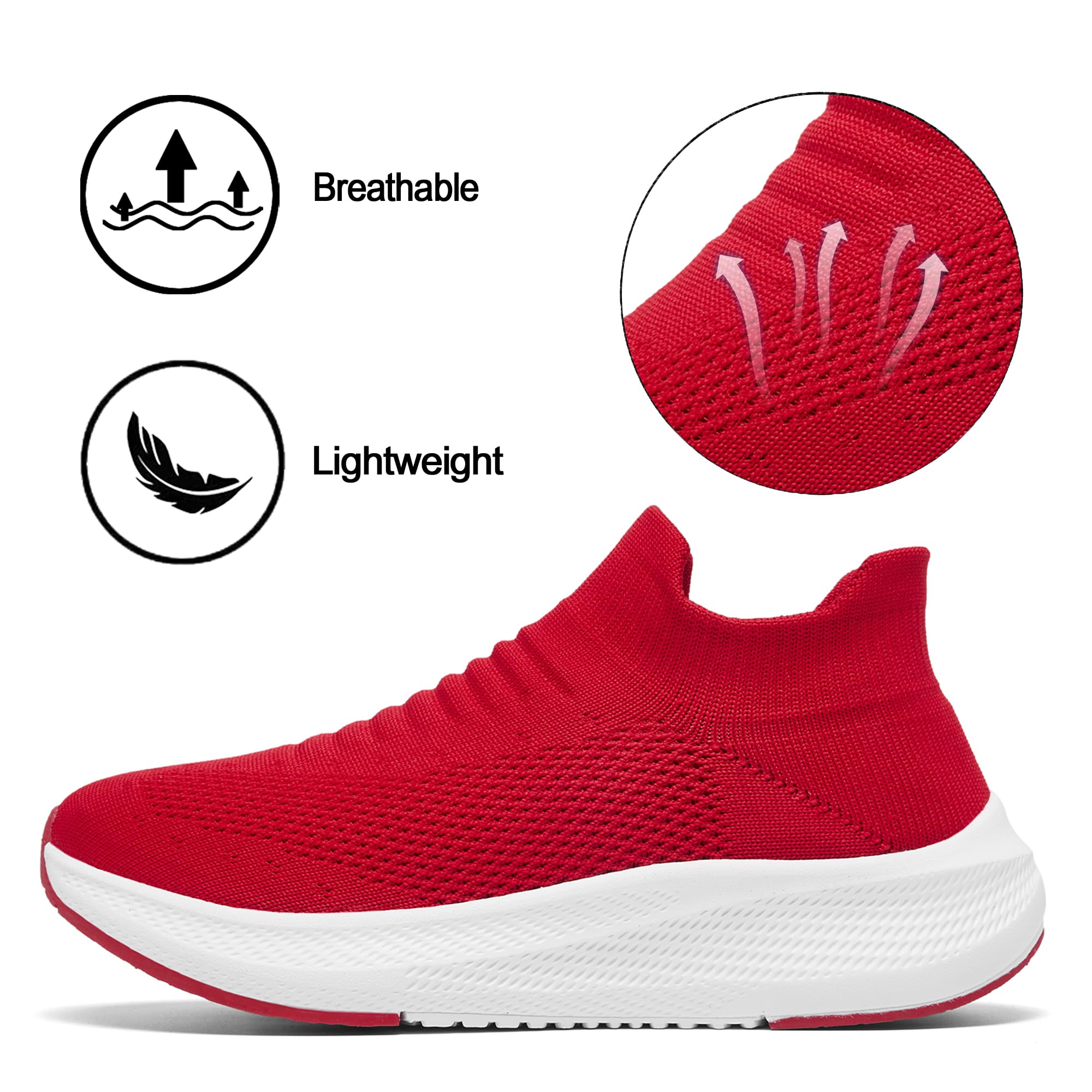 SHULOOK Womens Slip on Walking Shoes Comfort Lightweight Breathable Sock Shoe Non-Slip Mesh Casual Fashion Tennis Running Sneakers