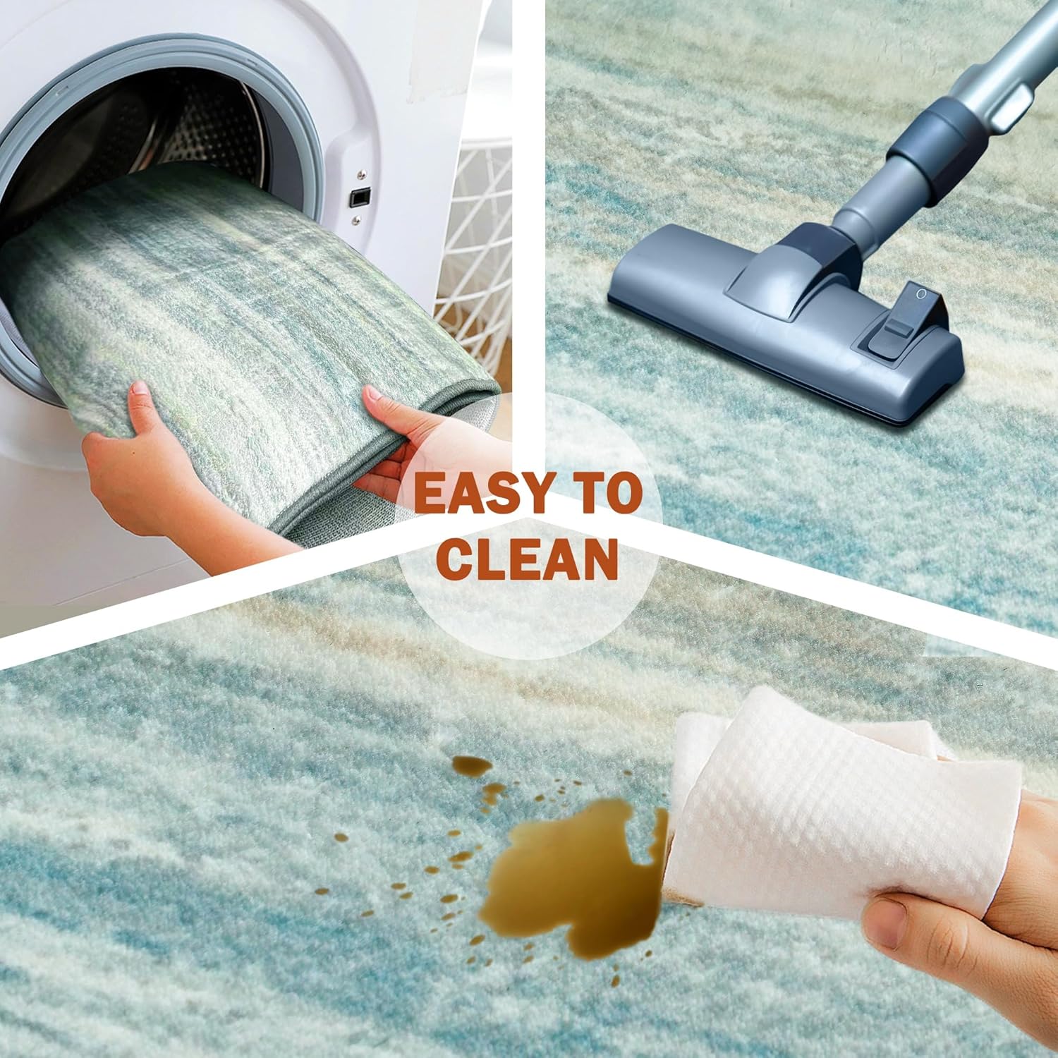 Bathroom Kitchen Runner Rug-2x6 Blue Modern Abstract Washable Hallway Rug, Non-Slip Indoor Outdoor Rug for Bedroom, Laundry Room, Entryway,Home Decor