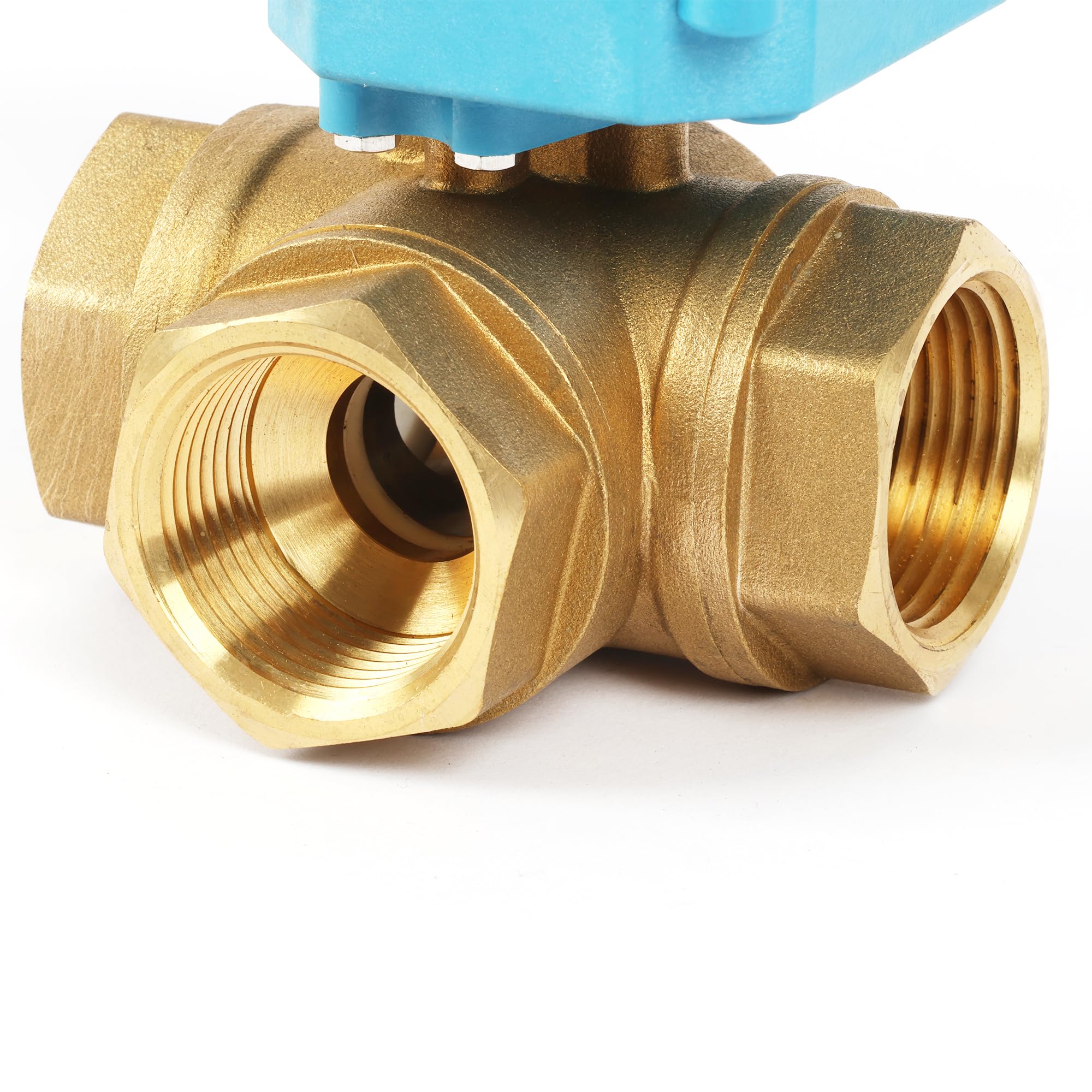 U.S. Solid 3 Wege Motorkugelhahn Messing Zonenventil - Kugelventil mit manueller Funktion - Hochbelastbarer vielseitiger T-Typ-Wasserabsperrhahn, Standardport(1", AC110-230V)