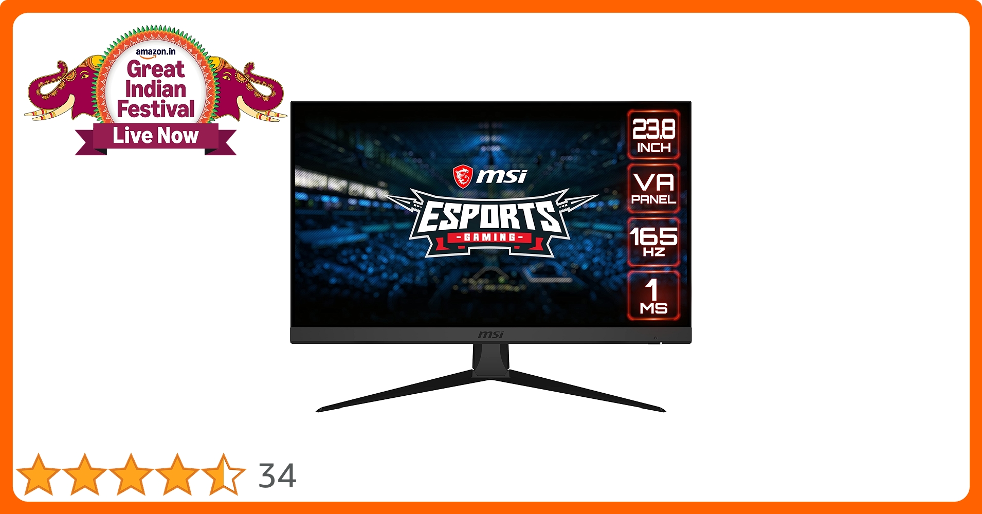 MSI Optix G243 - LCD Esports Gaming Monitor with 165Hz