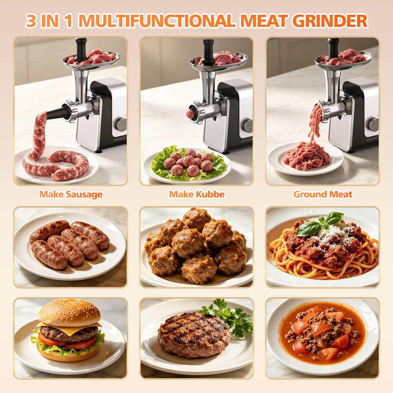 Tritacarne elettrico per cucina – [2800 W max] tritacarne resistente