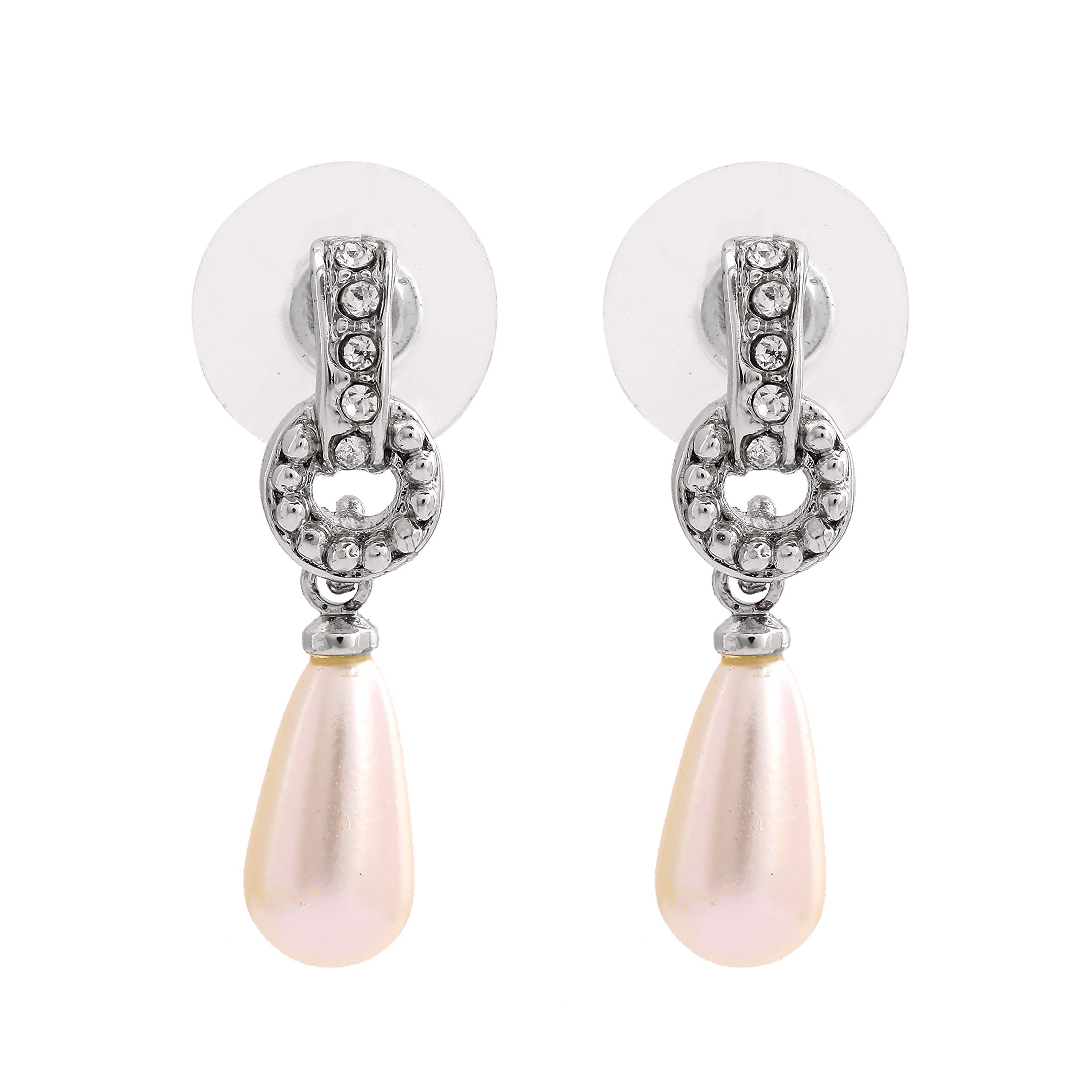 Gehena By Estele - Rhodium tone Crown Atef Pearl Drop Earrings (B08HP1QZSC) Amazon Price History, Amazon Price Tracker