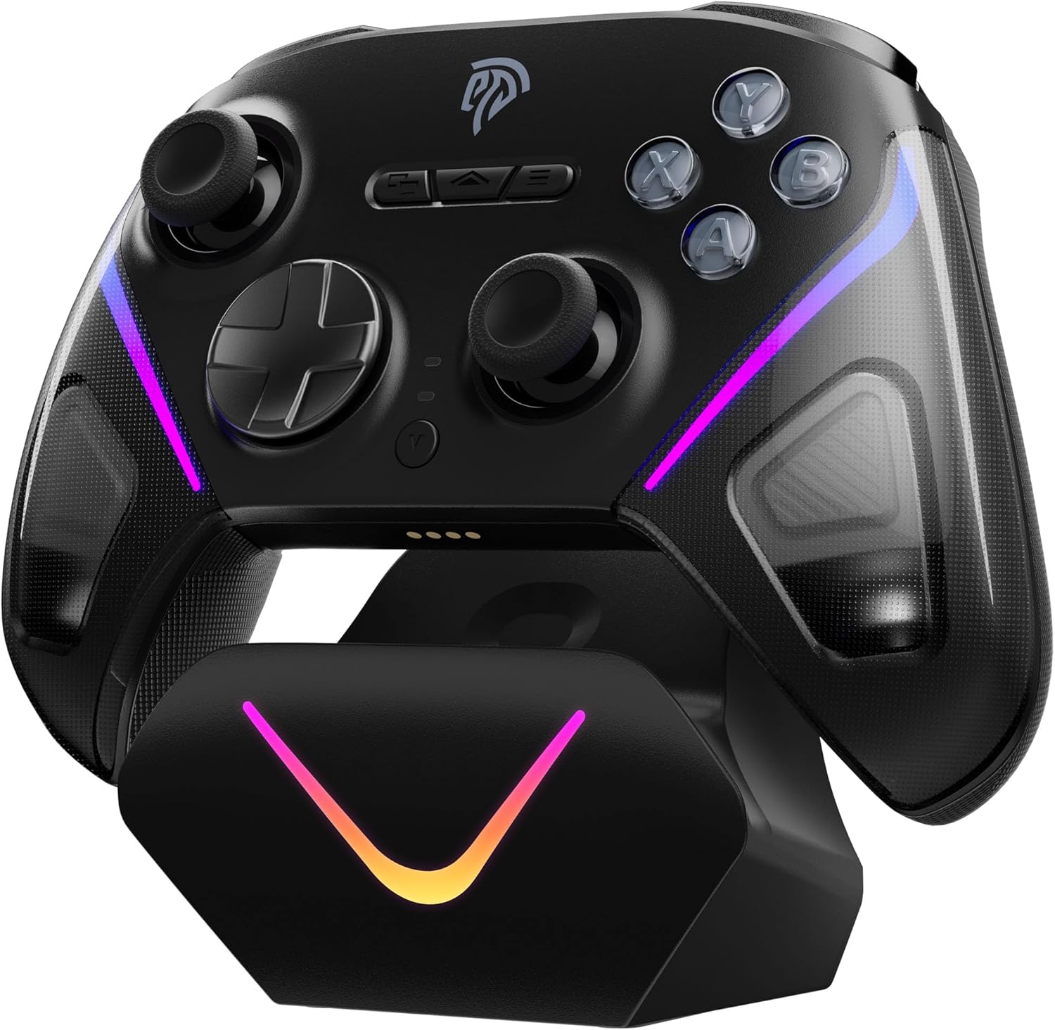 Product image of EasySMX D10 Controller PC mit Ladestation, Wireless Controller mit TMR Joystick & 2 in 1 Trigger, 1000Hz Polling Controller mit RGB für PC/Switch/Handy-Schwarz