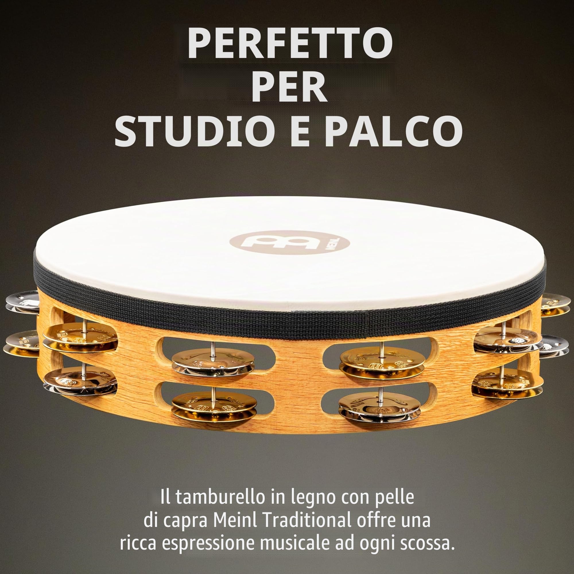 Meinl Percussion - Combo con tamburello da Registrazione - 25,4 cm (10"), 2 file di Cimbali (TAH2M-SNT)
