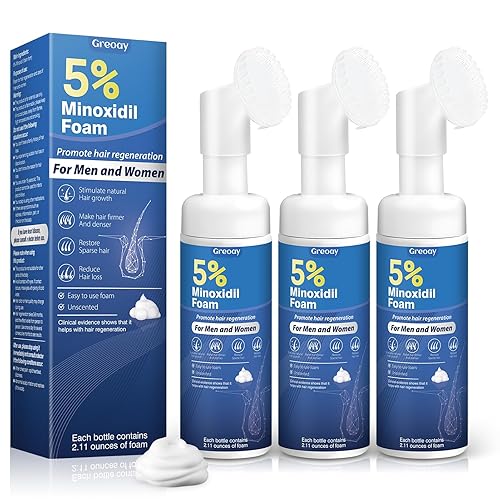 Espuma de crecimiento del cabello de minoxidil al 5 % para hombres y mujeres, adecuada para adelgazamiento del cabello, línea capilar y pérdida de