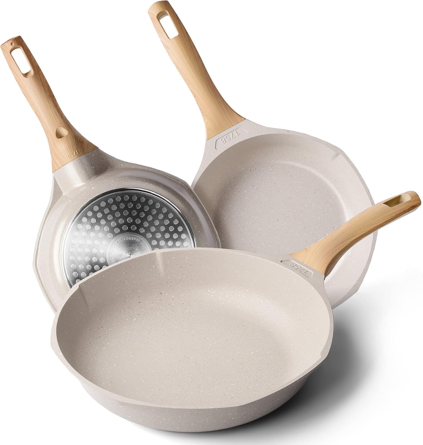 RIOVARM Non Stick Induction Hob Frying Pan Set Granite Egg Pans Cooking