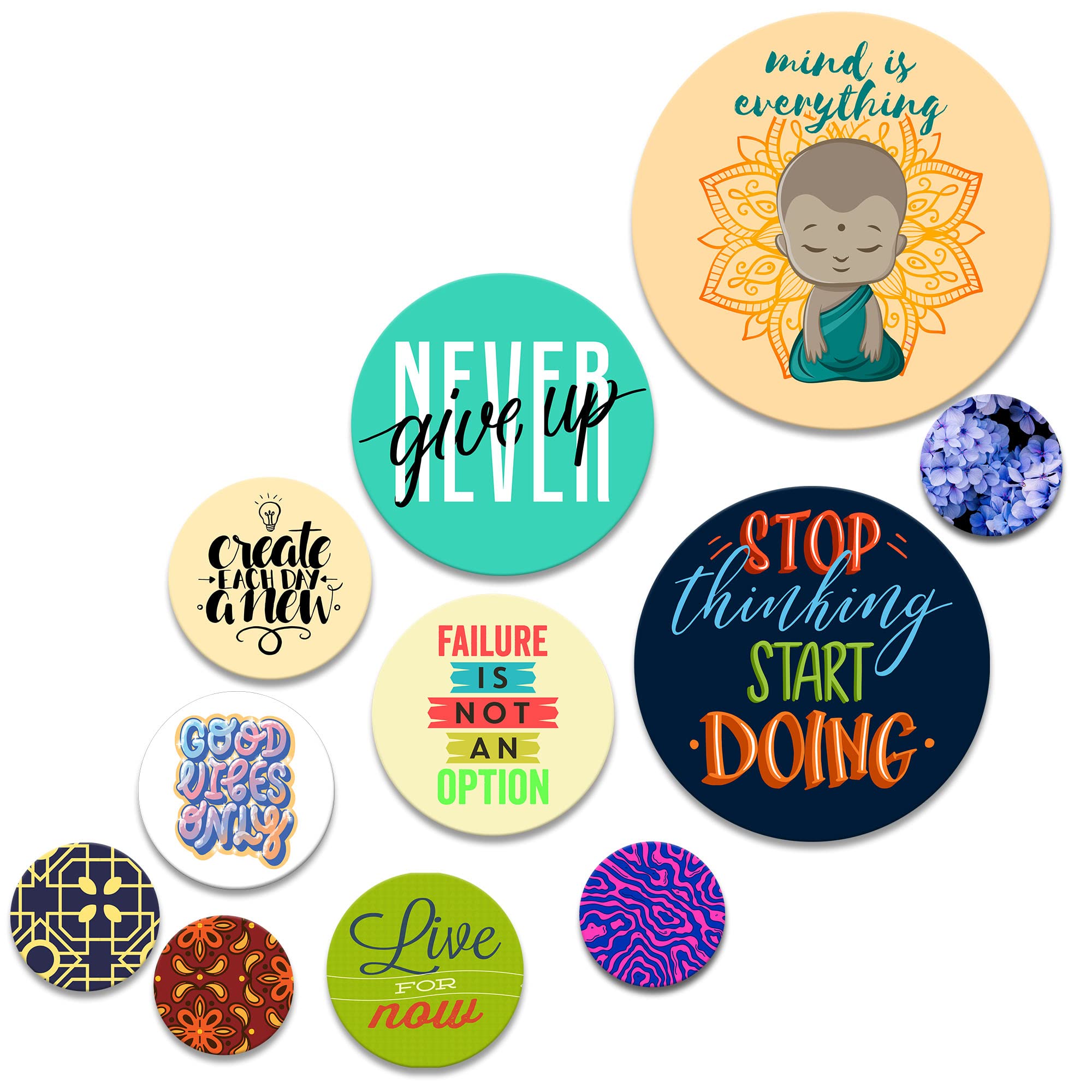 Wooden Wall Decor Set of 11 Multicolour - SPW9