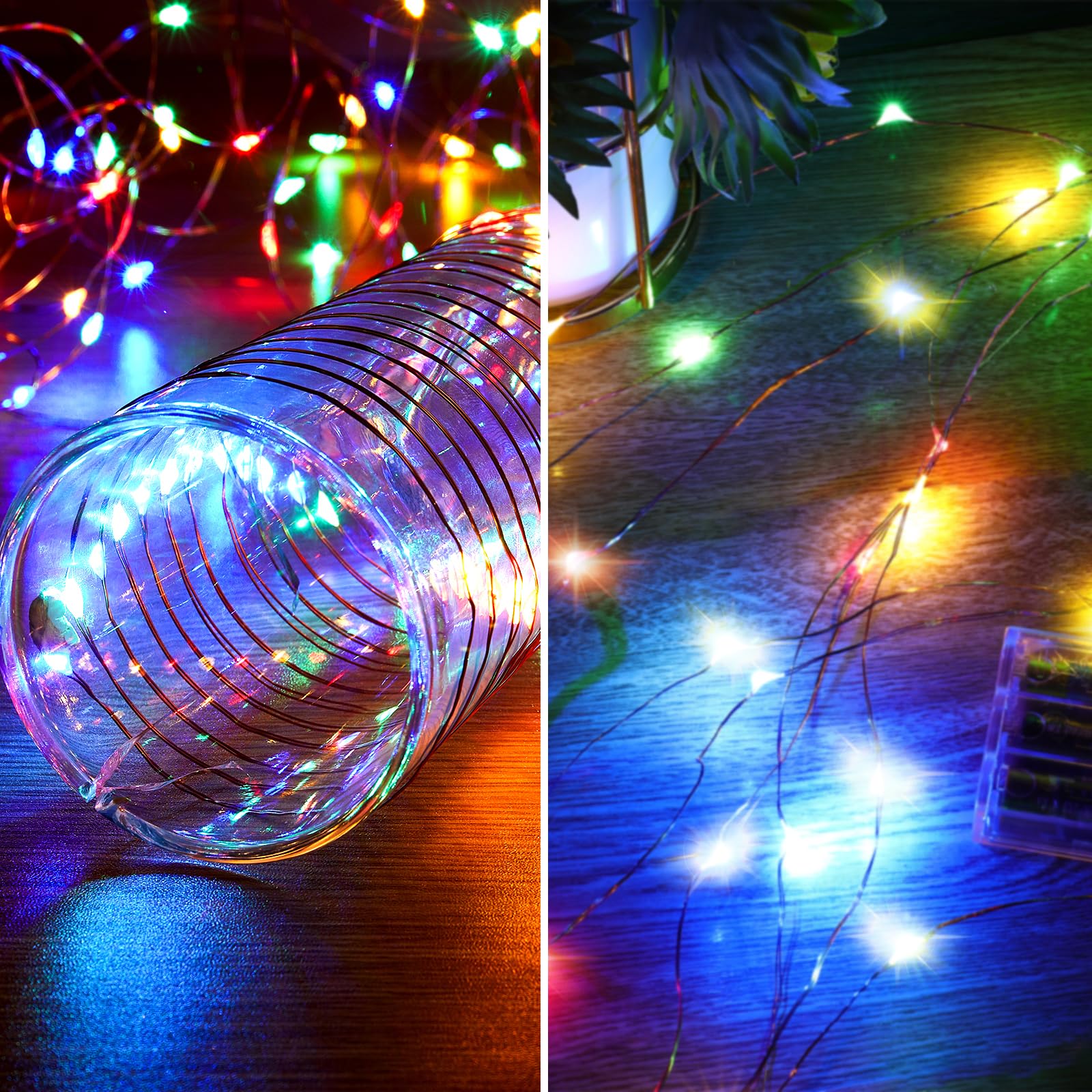 Ariceleo Multicolor 16ft LED Fairy Lights Bundle, 4-Pack, Basic and Upgraded