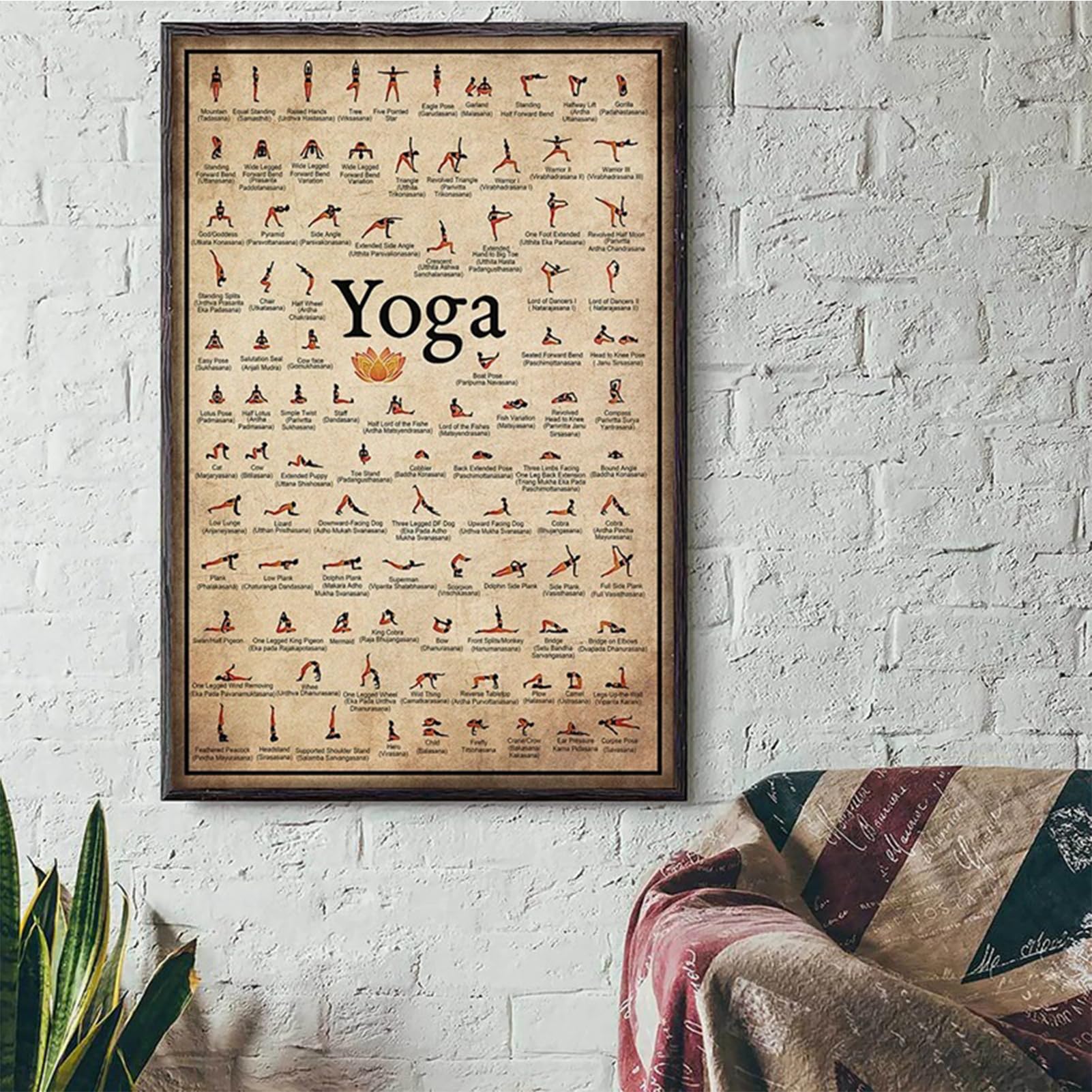 Yoga Poses Chart - Yoga Poses Poster | Grafico per l'esercizio fisico per tutto il corpo | Asanas Wall Art Home Gym, arredamento del fitness, Guida di allenamento per forniture di pratica avanzata