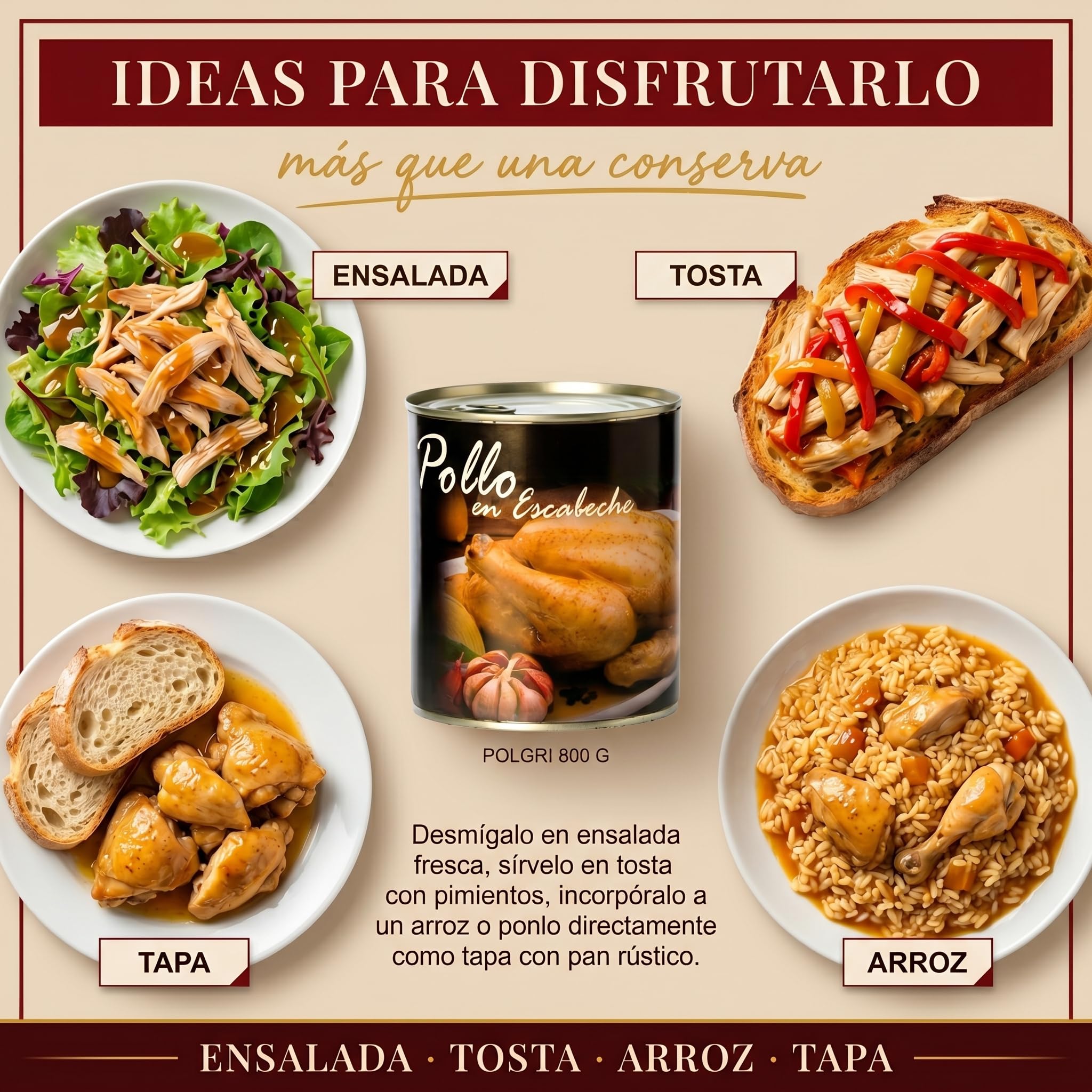 Pollo en Escabeche Polgri 800 grs. x 3 unds.