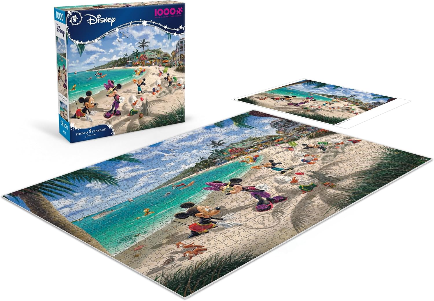 CEACO 1000-Piece Mickey & Minnie in Florida Jigsaw Puzzle - 26.75 x 19.75 in - Challenging 1000 Piece Puzzle for Adults - Vibrant Mickey & Minnie Scene