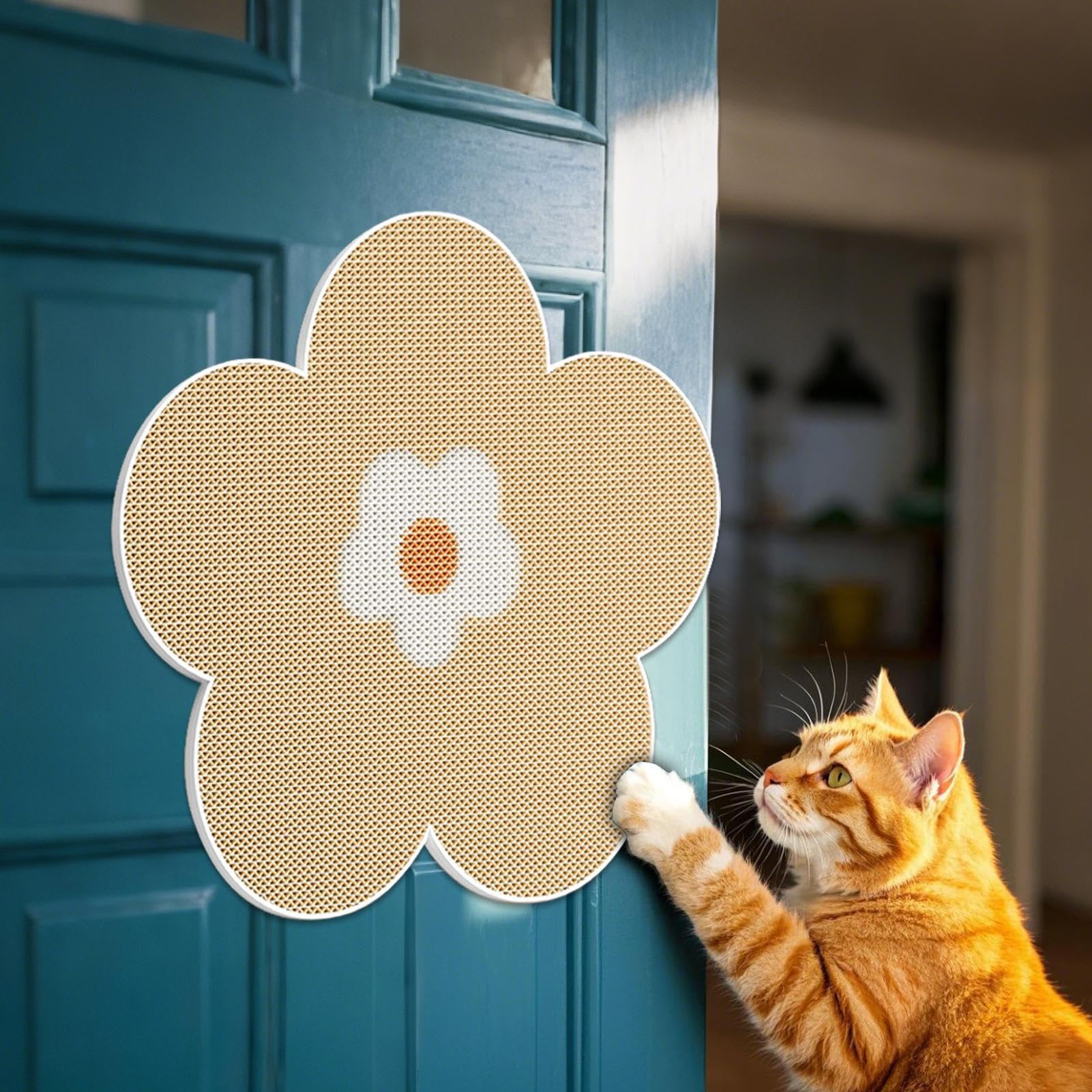 Tapis À Griffes pour Chat,Griffoir Adhésif Forme Fleur Décoratif en Sisal | pour Patte De Chat Parents d'animaux Sol Escalier Rampe Mur Chaise Canapé,Sol Mur Porte Escalier Tapis Siège