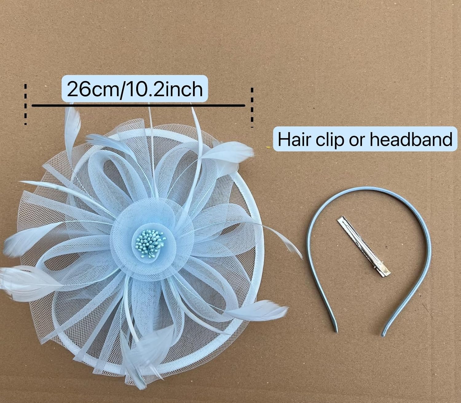 Haojing Feather Fascinator Hat for Women Vintage Bridal Headpiece Wedding Derby Hat - Image 2