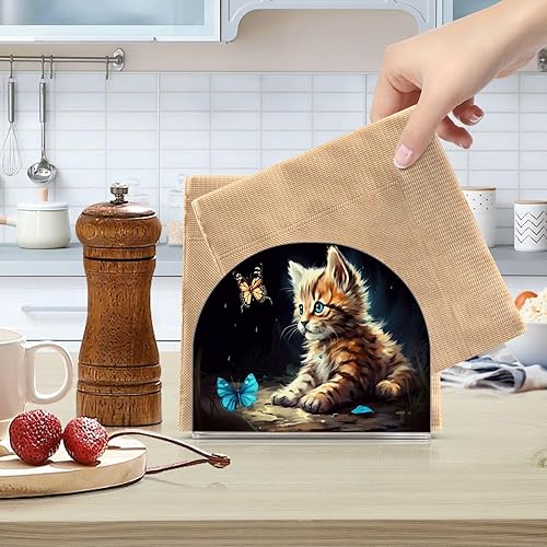 Miniatura 6 de Servilletero de mariposa para mesa, acrílico vertical antideslizante dispensador de papel de seda independiente para cocina, restaurante, decoración