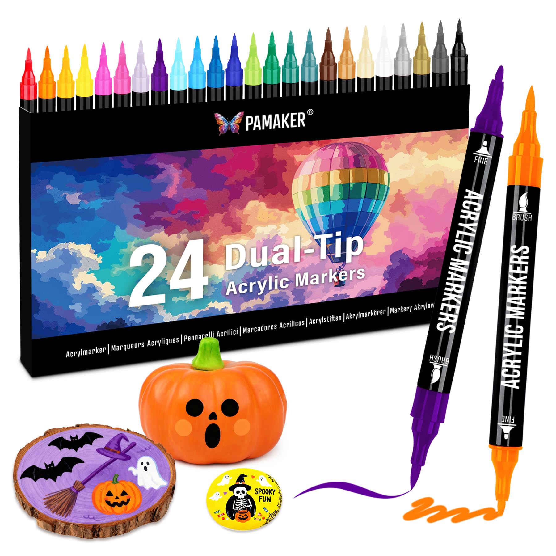 24 Acrylstifte Set - Wasserdichte Acrylmarker Für Stoff, Holz, Glas & Steine