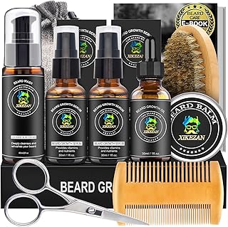 Beard Growth Kit w/Beard Wash,2 Pack Beard Growth Serum,Beard Growth Oil,Beard Balm,Comb,Brush,Scissor,Bag,EBook,Beard Care Grooming Kit Christmas Stocking Fillers Gifts for Men Him Dad Husband