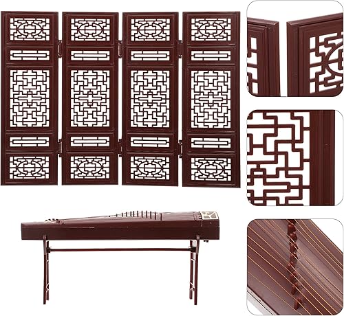 Miniatura 3 de balacoo Guzheng Modelo Miniatura Instrumento Musical Chino Tradicional Guqin Miniatura China Pantalla Puerta de Muñecas Accesorios Muebles