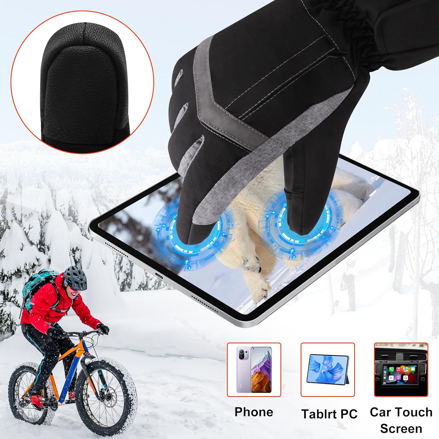 USB Heated Gloves, Rechargeable Heated Gloves for Men Women, Non-Slip & Waterproof Electric Heating Glove Washable for Motorcycling, Fishing, Skiing, Outdoor Work - Image 6
