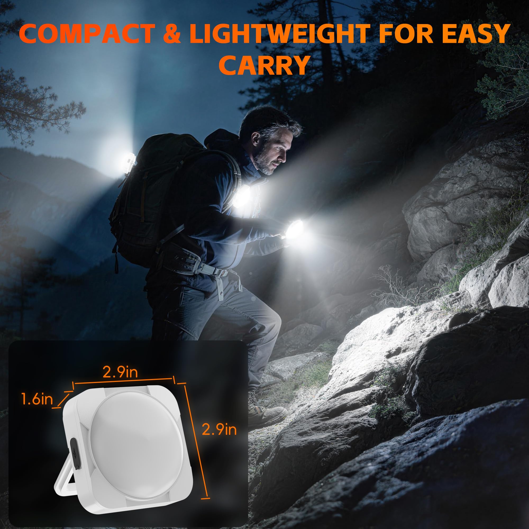 Linterna LED recargable para acampar: 2000 mAh, luz de tienda de campaña con imán, linterna impermeable esencial para camping, senderismo, corte de energía, emergencia, supervivencia, mochilero