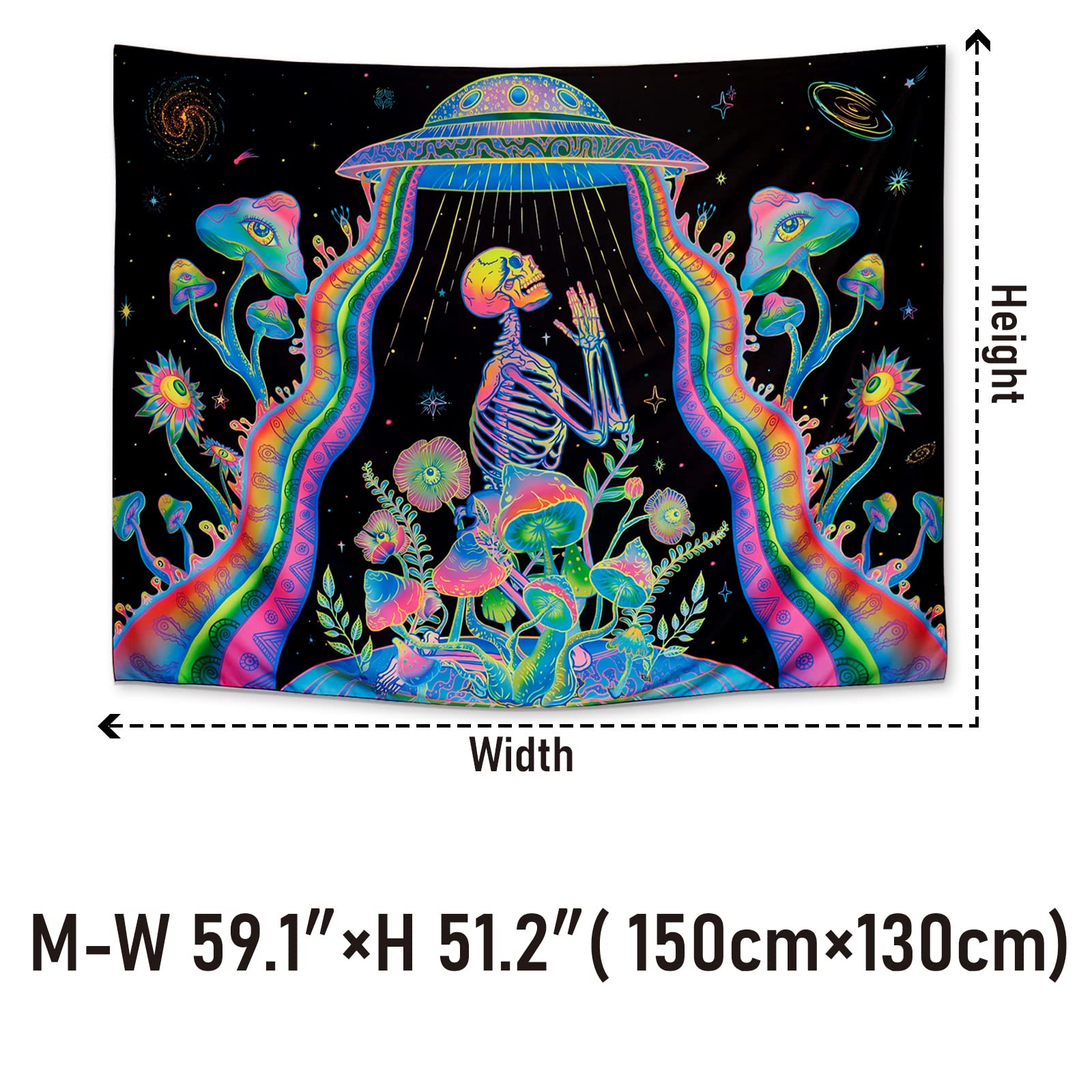 Acquista Blacklight Fungo Arazzo Uv Fantasy Piante forestali Appeso a parete Decor Teschio Tarocchi Scheletro Arazzi per Soggiorno Camera da letto in Italia a partire da 12