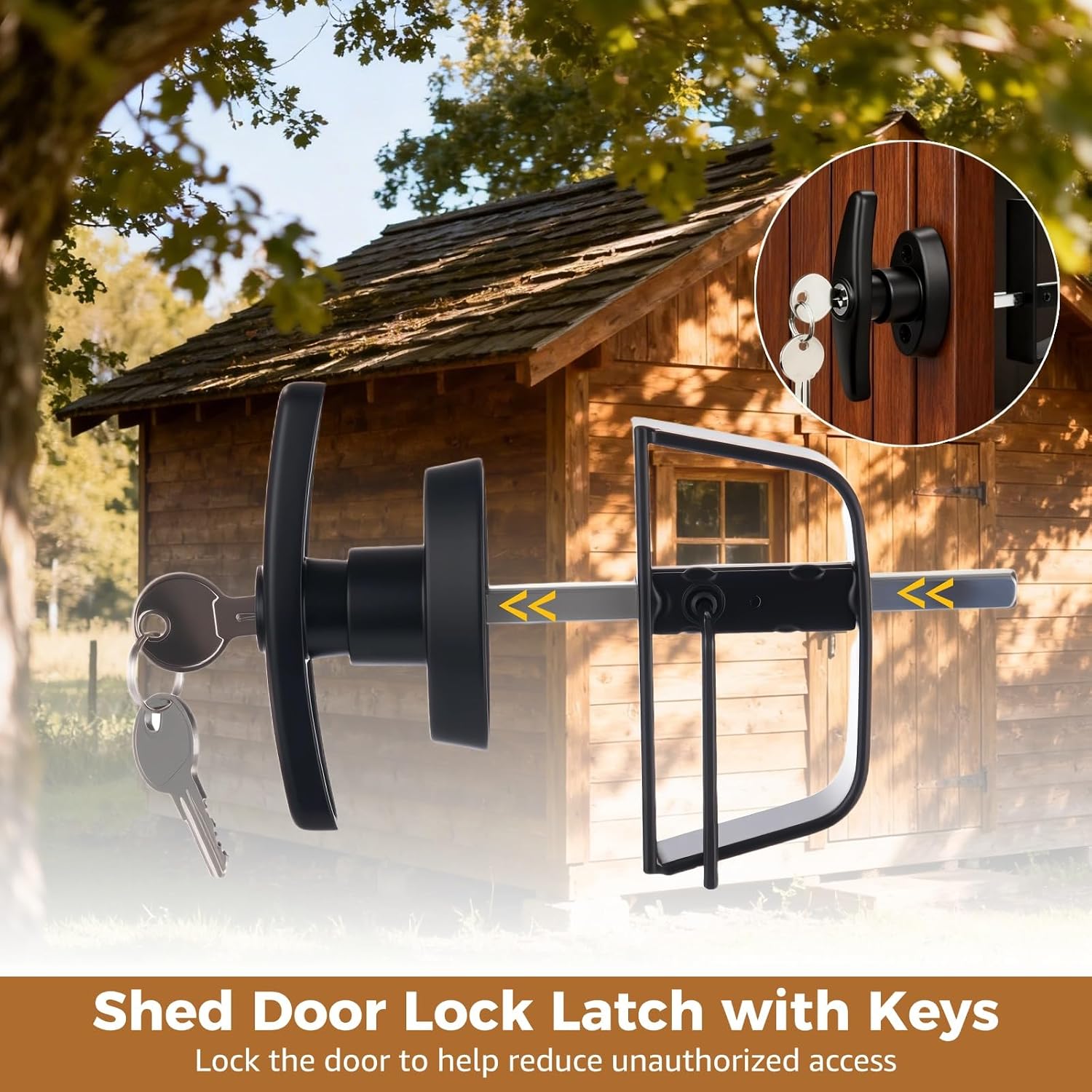 2 PCS Shed Door Lock Latch, Adjustable 4.5 Inch Stem Shed Door T Handle Locks with Keys, Exterior Metal Safety Lock for Barn Garage Camper RV Storage Doors, Fit Doors up to 4.5 in Thick