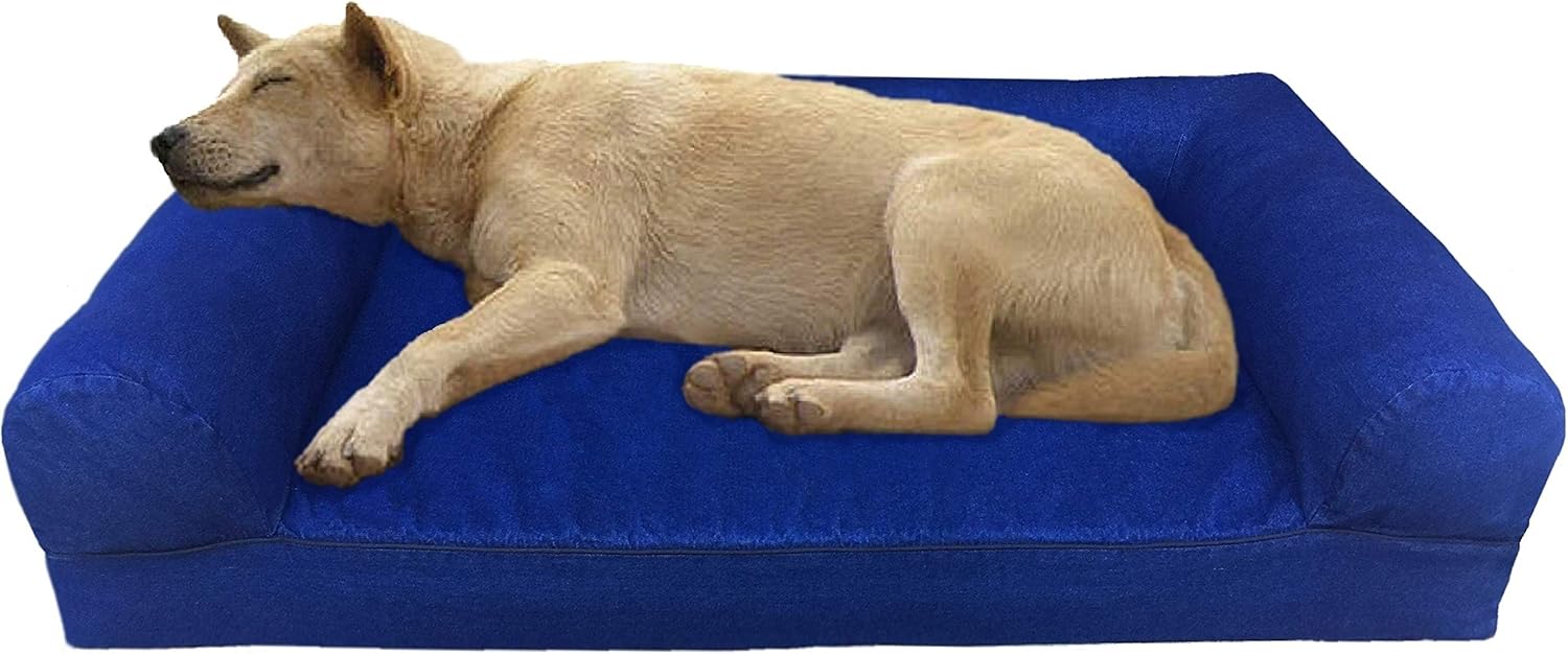 Dogbed4less Premium Orthopedic Gel Memory Foam Pet Sofa Bed with Waterproof Liner and Denim Cover Couch Lounger 47"X29"