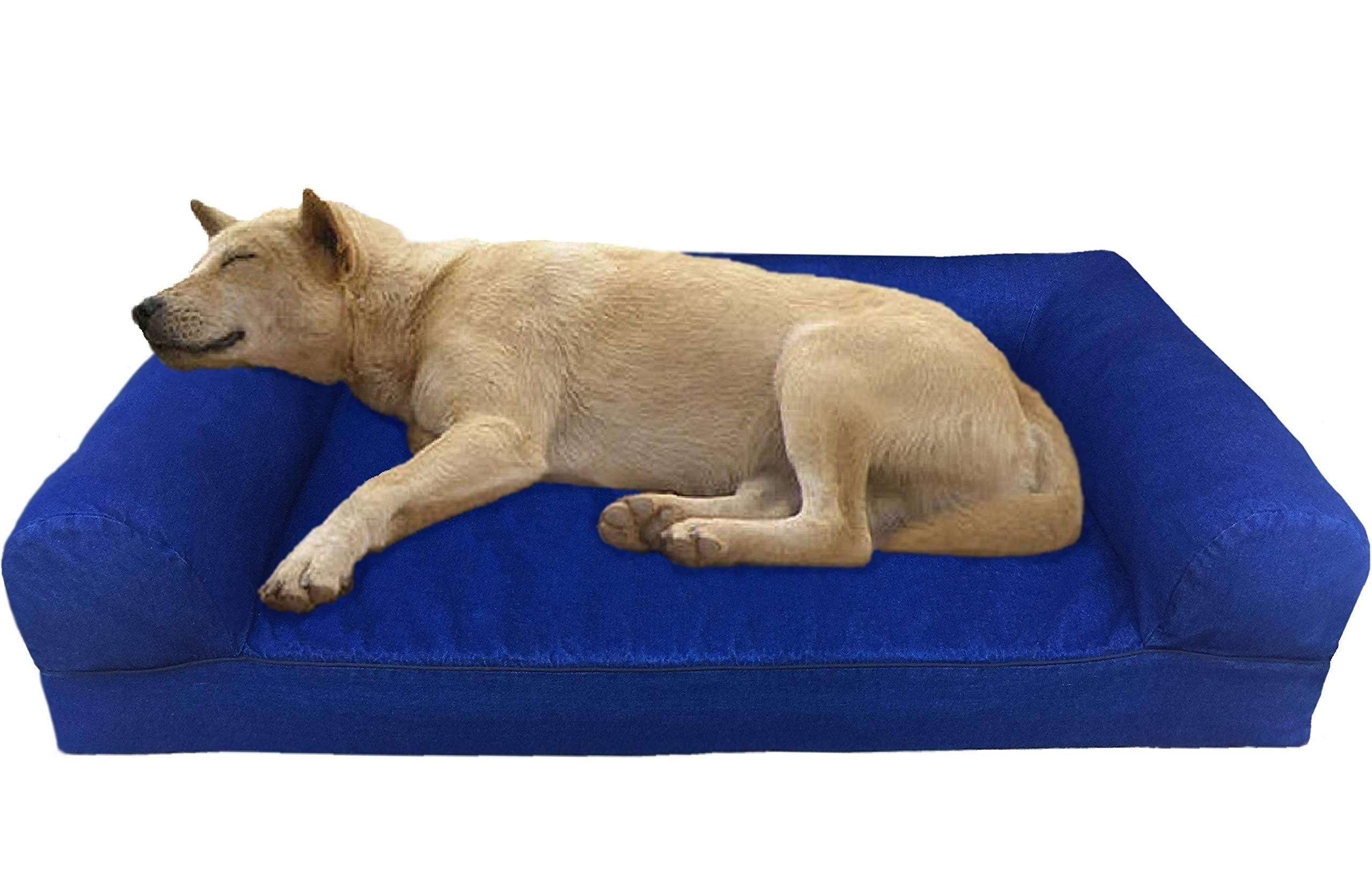 Dogbed4lessPremium Orthopedic Gel Memory Foam Pet Sofa Bed with Waterproof Liner and Denim Cover Couch Lounger 47"X29"