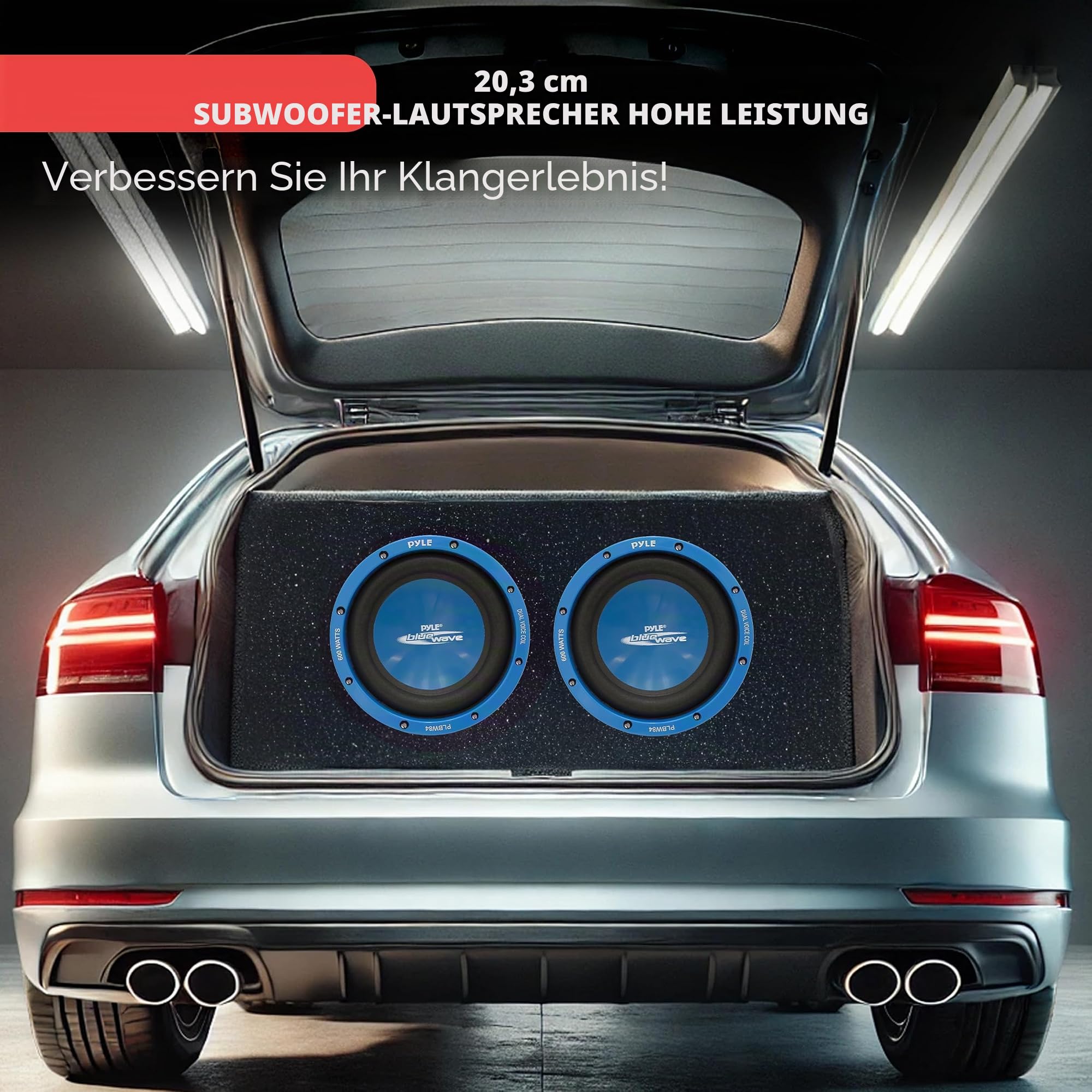 Pyle PLBW84 600W Blue Wave Hochleistungs-Subwoofer 8 Zoll