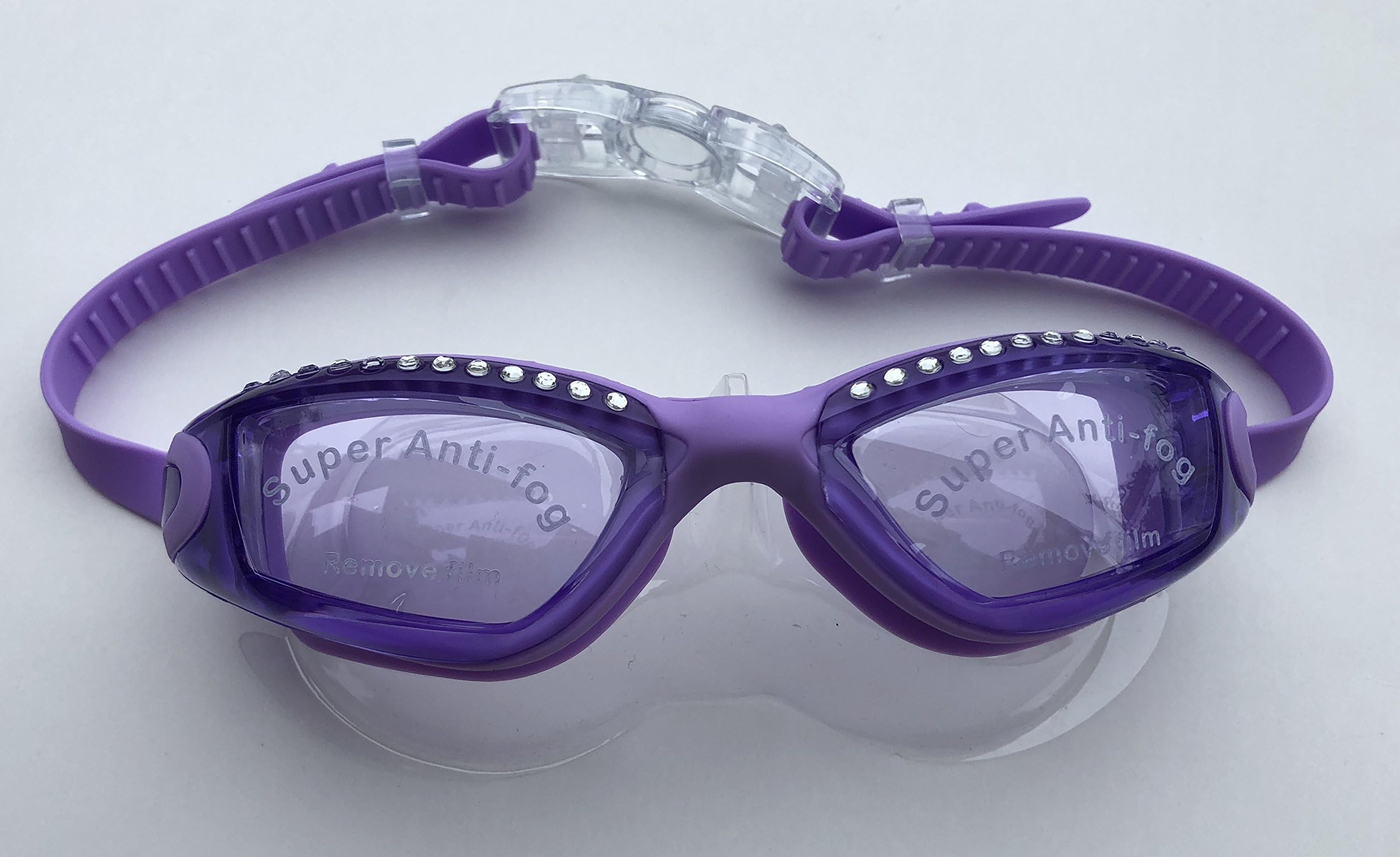 Aqua2ude Purple Bling Super Anti-Fog Girls Youth Kids Swim Goggles