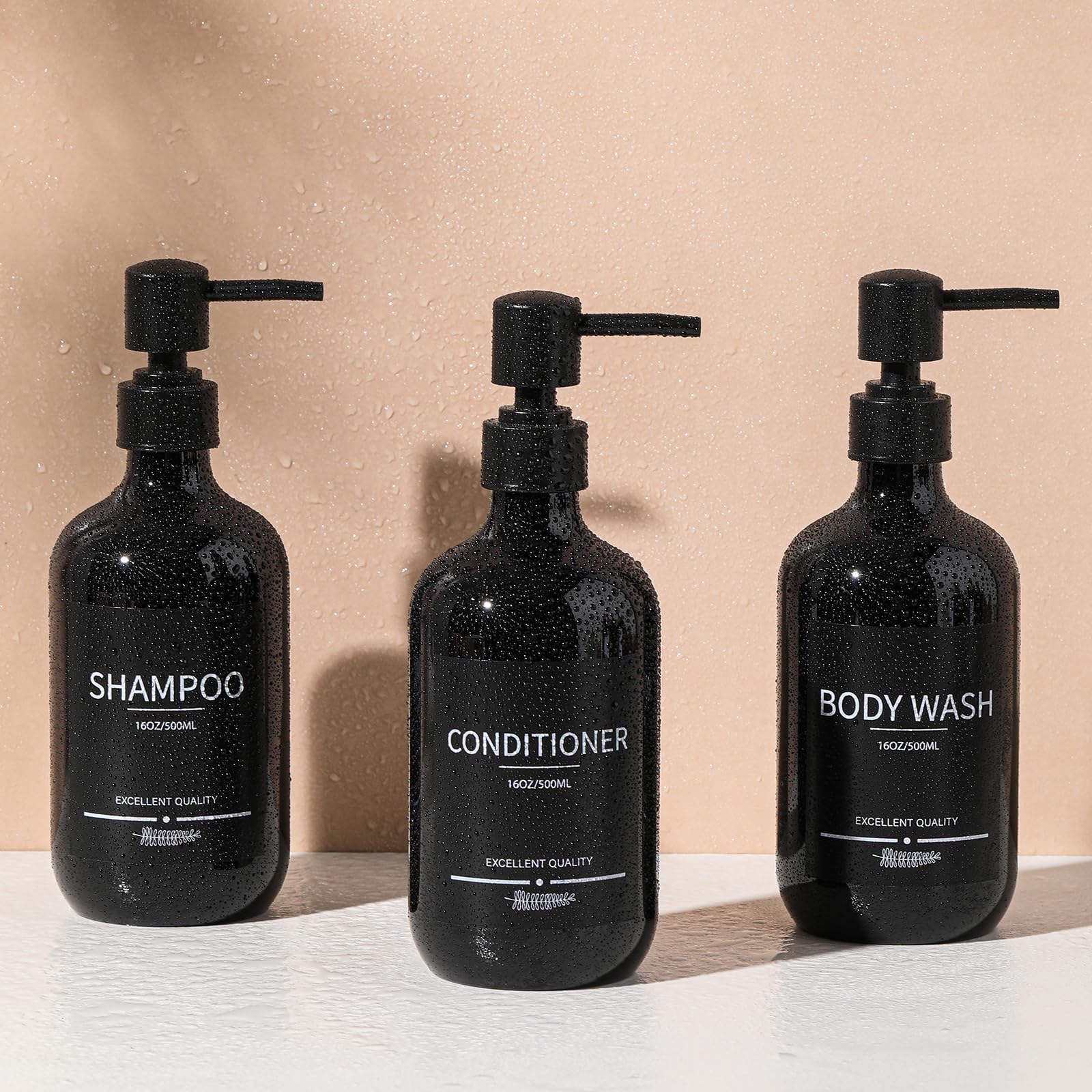 Mithrgrous 5-Piece Refillable Pump Dispenser Bottle Set, 16.9 oz