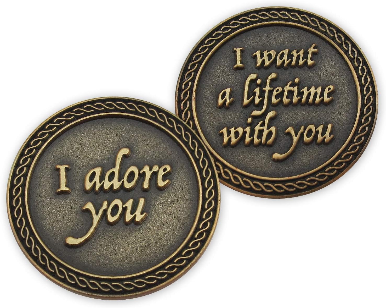 Bulk Set of 3 Romantic Love Expression Coins, I Adore You, I Want a Lifetime with You, Anniversary Pocket Tokens for Date Night, Love Gift for Men & Women, from Him or Her
