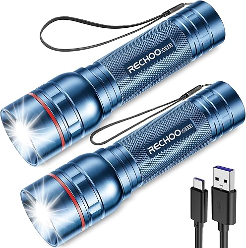 Miniatura 18 de RECHOO Linterna recargable, 1 unidad, luz brillante de grado militar, altos lúmenes con enfoque ajustable y 3 modos de iluminación, linterna LED