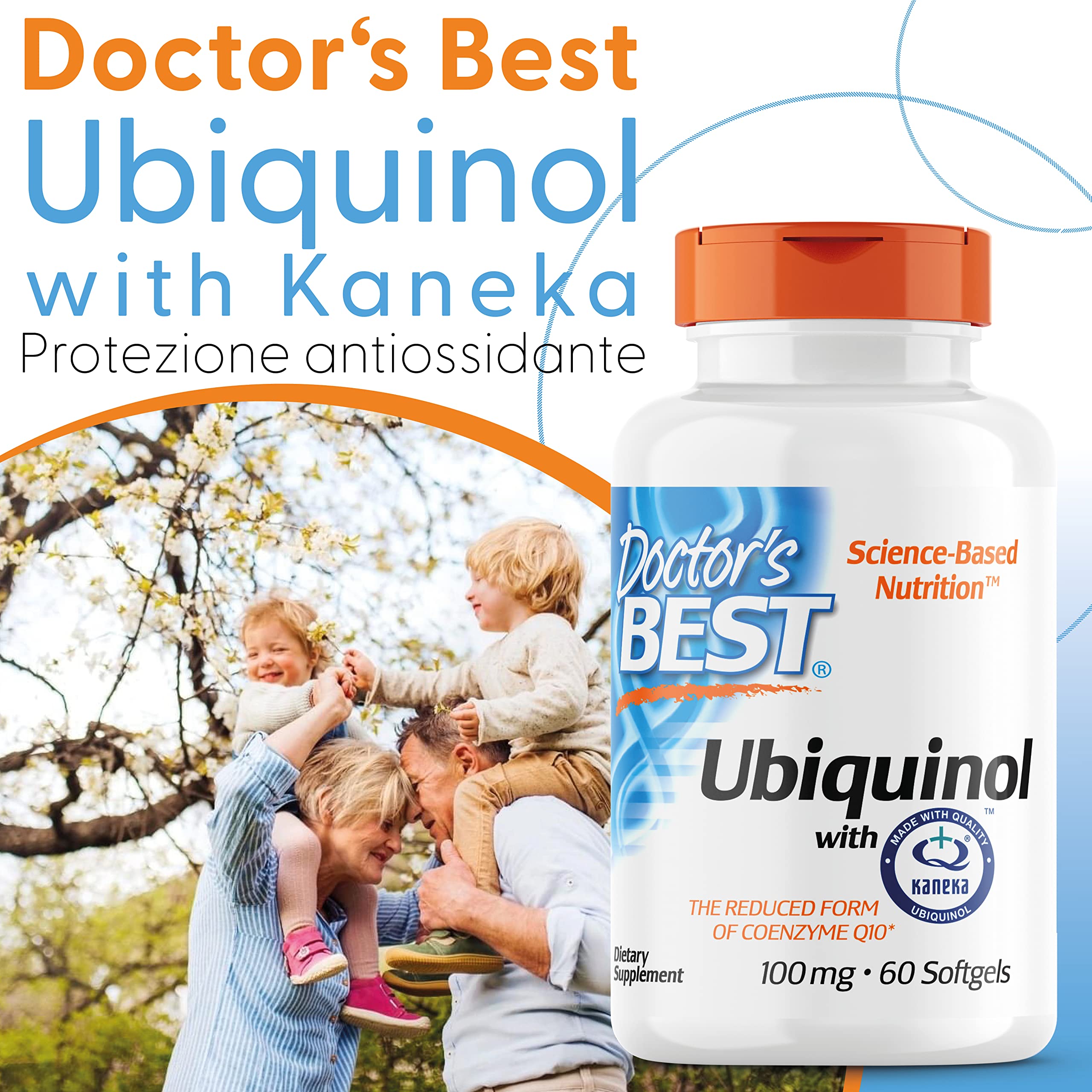Doctor's Best, Ubiquinol with Kaneka, Coenzima Q10, 100mg, 60 Capsule morbide, Altamente Dosato, Testato in Laboratorio, Senza Soia, Senza Glutine, Non-GMO, Vegetale