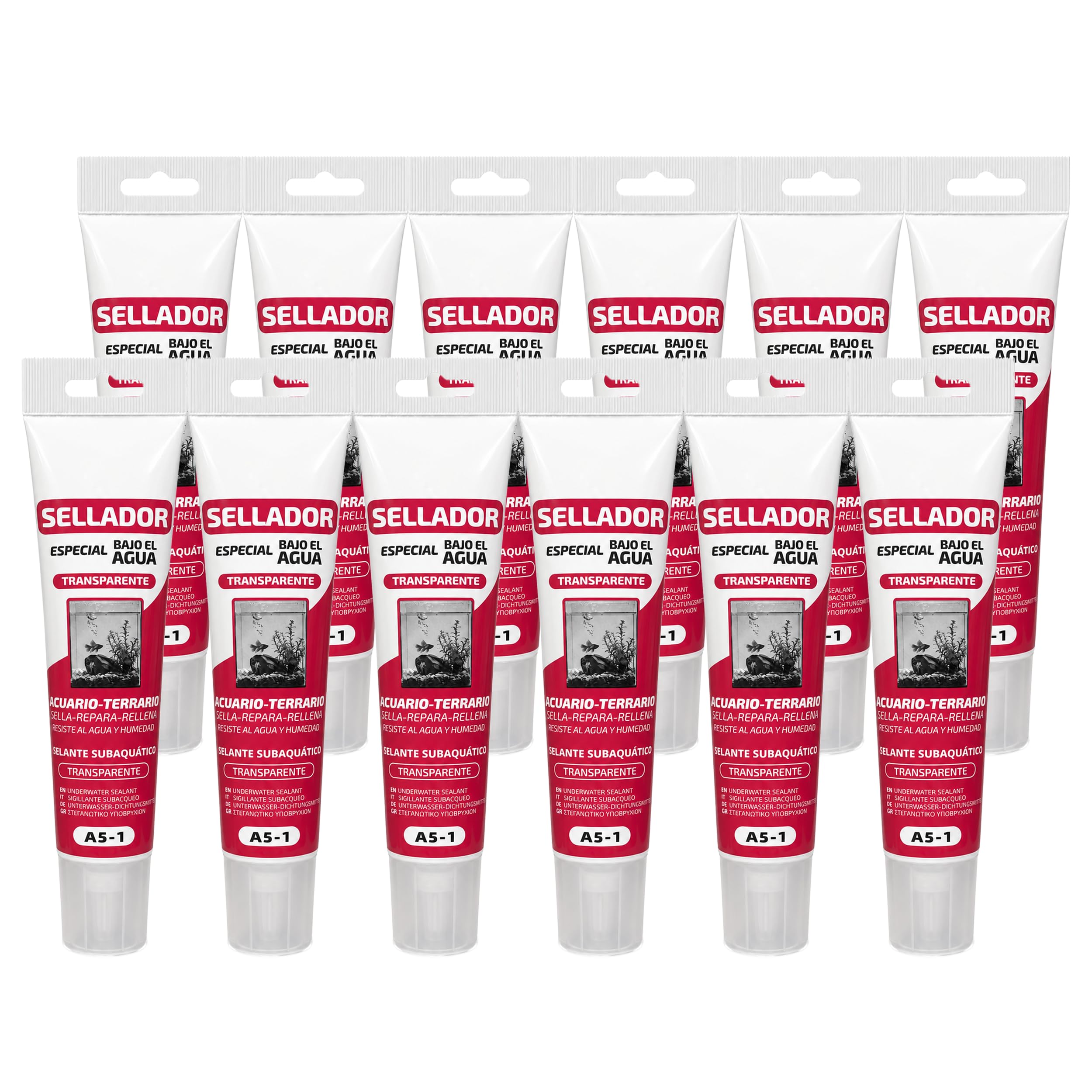 Sellador transparente 125 ml para acuarios y piscinas, pack de 12