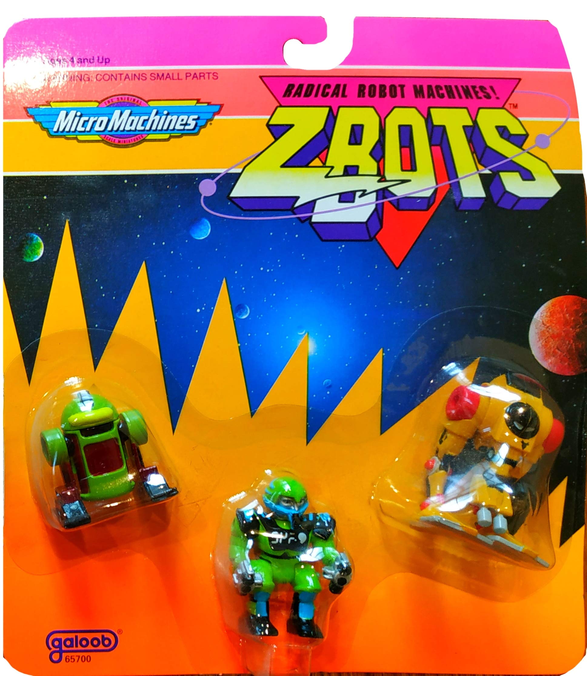 Galoob Micro Machines - Radical Robot Machines! Z-Bots Collectible Figures (Year 1992) - Set of 3 Shleppy/Zidor/Monicon